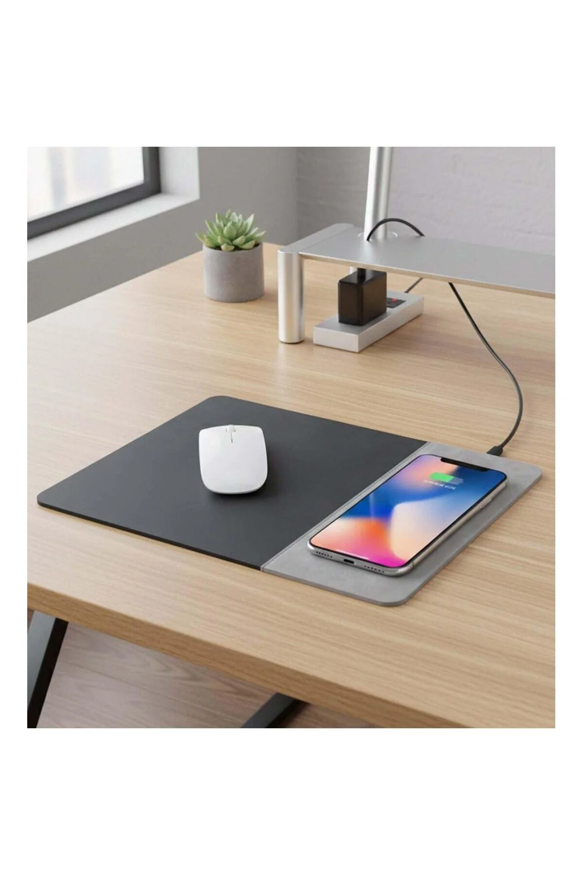 Wireless Şarj Mouse Pad, Gri