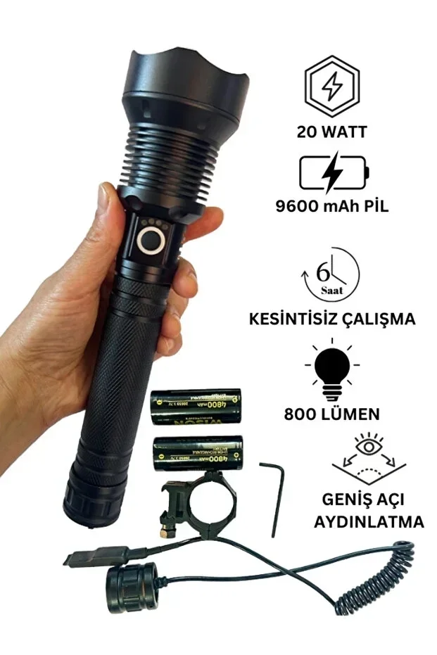 Wison Ws-5412 Tüfek Feneri, Geniş Açı Avcı El Feneri 20 Watt Bx40 Fiyatı, Yorumları ve Özellikleri