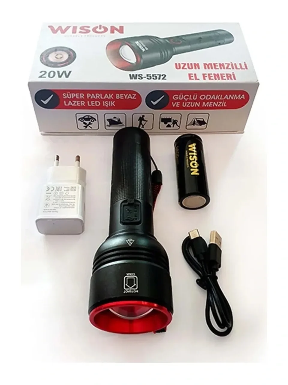 Wıson Ws-5572 20w Uzun Menzilli Şarjlı Metal El Feneri Bx40 Fiyatı, Yorumları ve Özellikleri