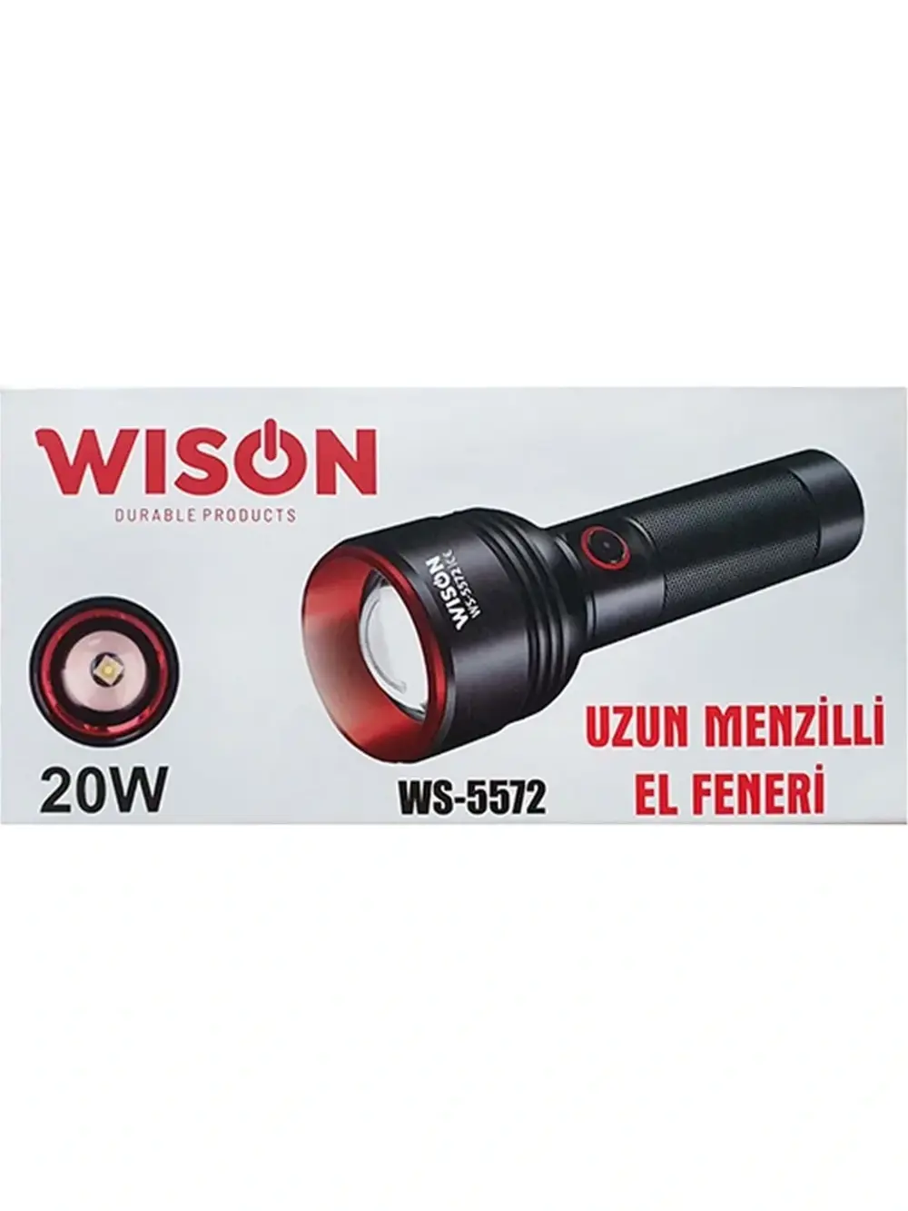 WISON WS-5572 20W Uzun Menzilli Şarjlı Metal El Feneri (4741)