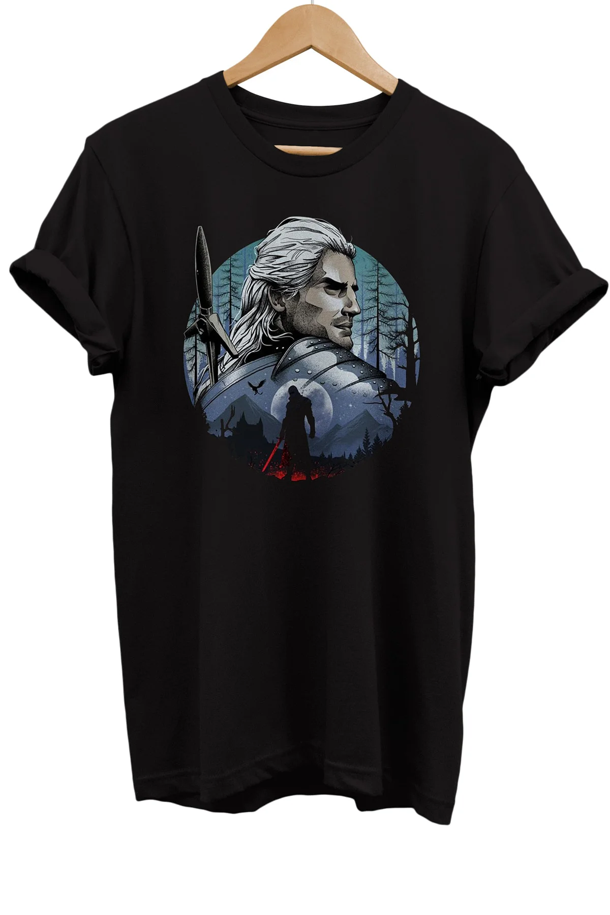 Witcher Baskılı %100 Pamuk Basic T-shirt Normal Beden Tişört