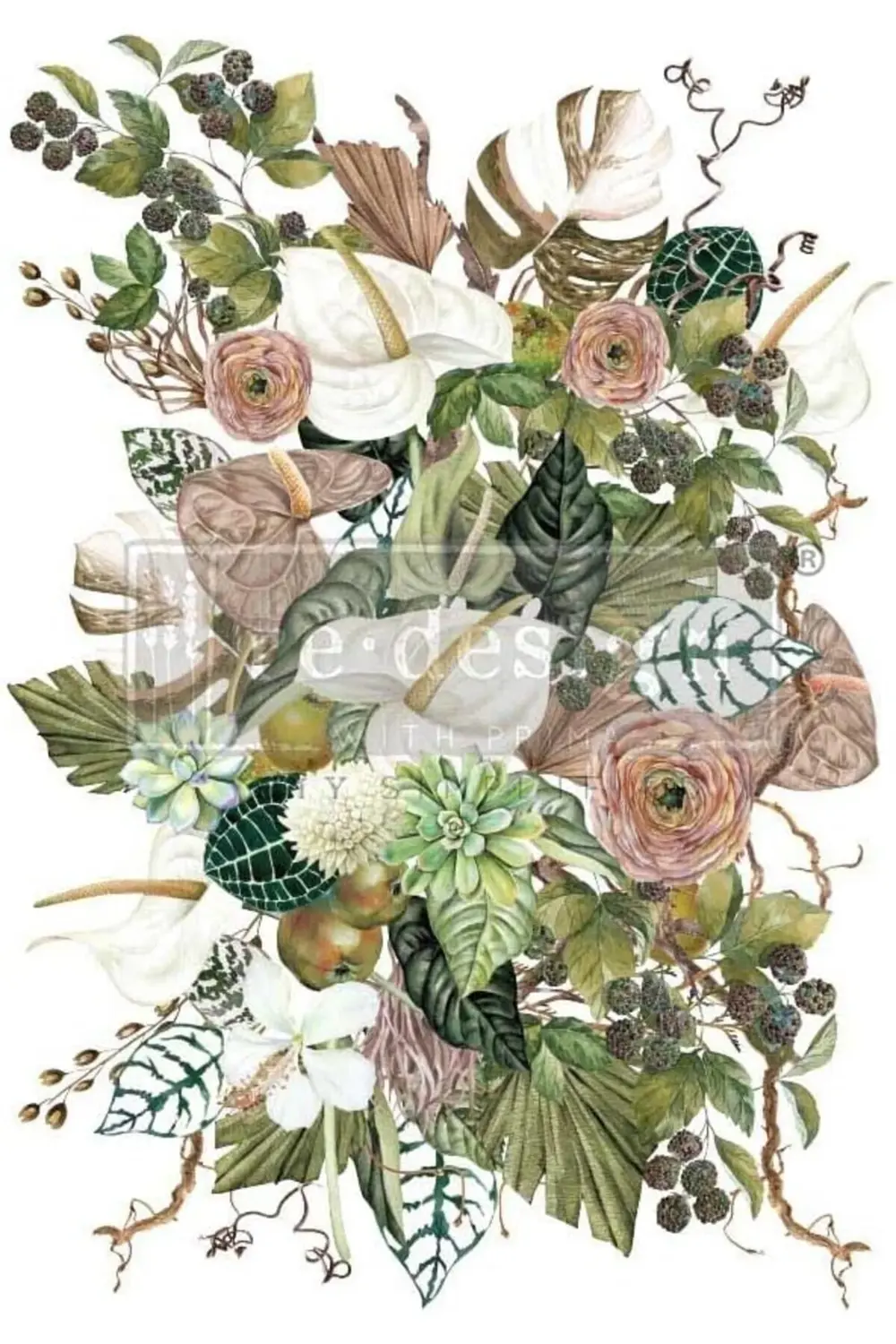 with Dekor Transferleri, Anthurium, 61x89 cm 1155328