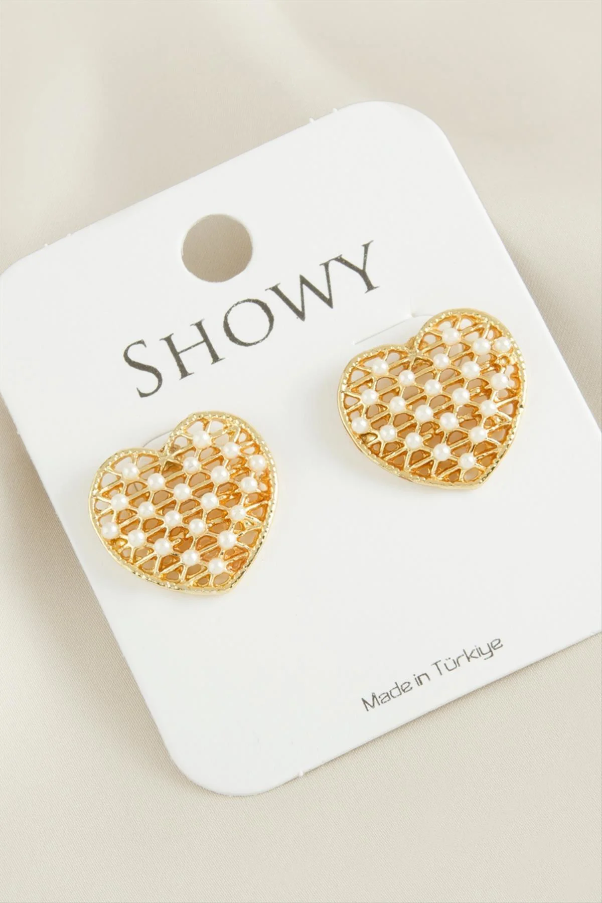 WIZARD Kalp Yeni Sezon İnci Küpe-Sarı