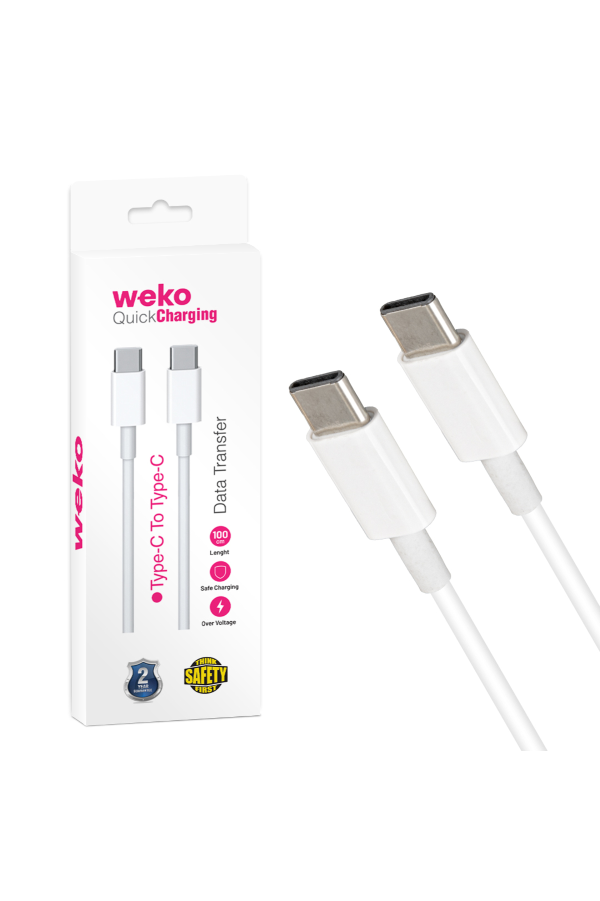 WK-21444 TYPE-C TO TYPE-C 1 METRE BEYAZ ŞARJ KABLOSU