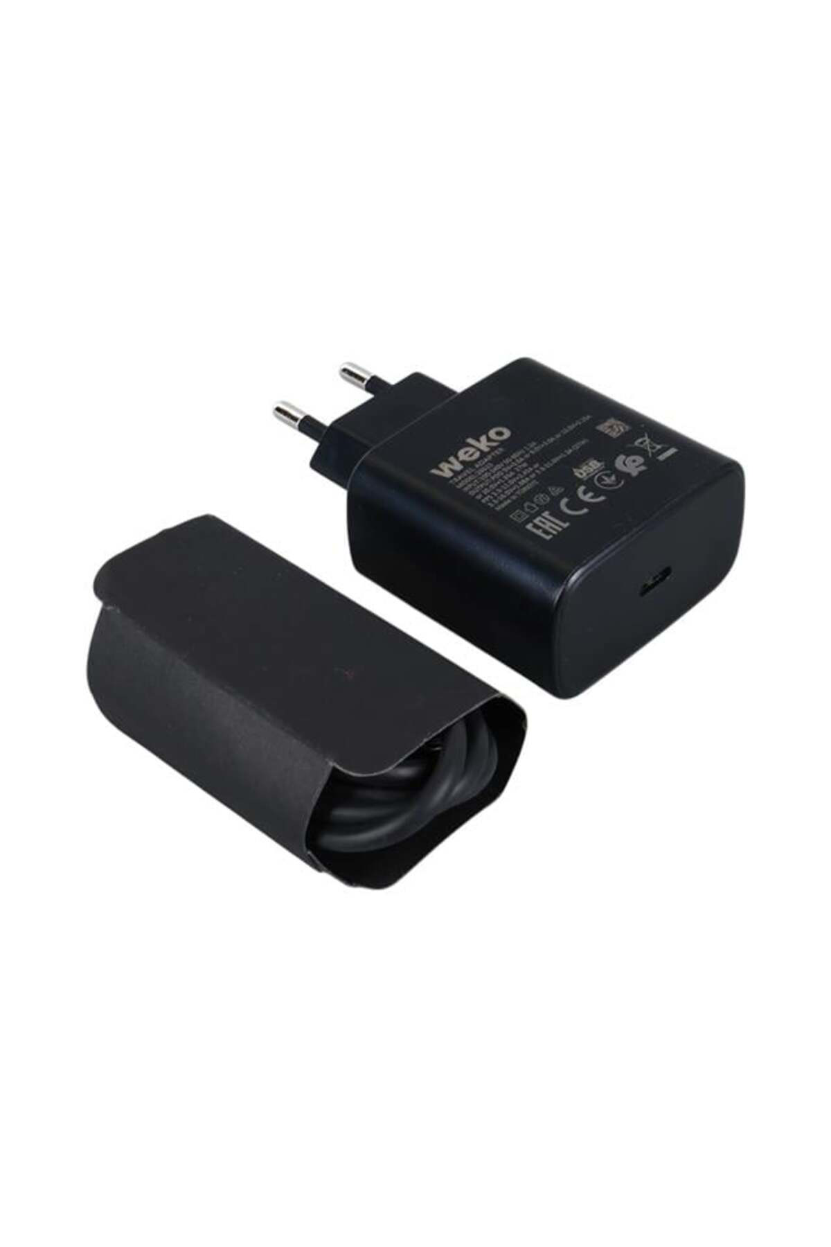 Weko Wk-26523 S11-C 25 Watt Siyah Şarj Başlık Adaptörü + Type-C To Typ