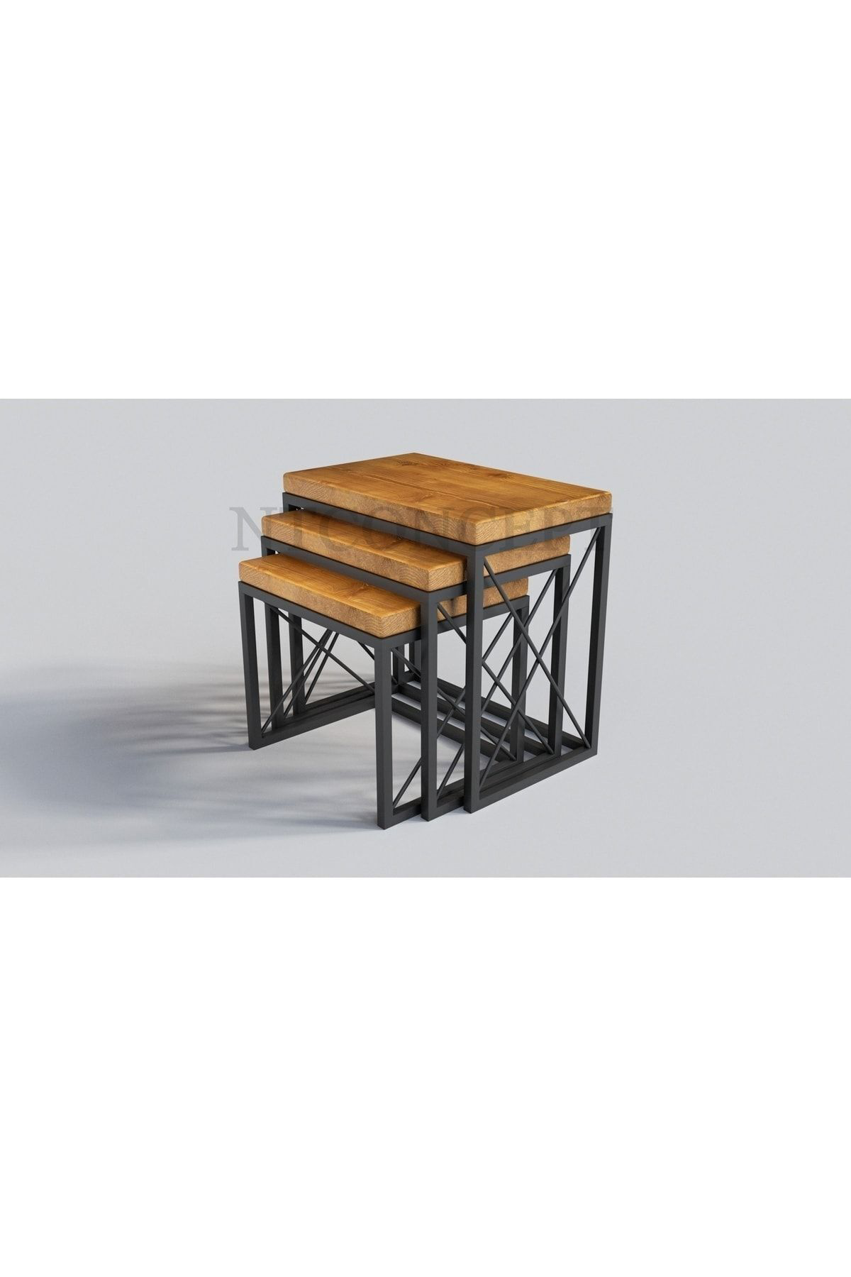 Nt Concept Woe Doğal Ahşap Zigon Sehpa Takımı