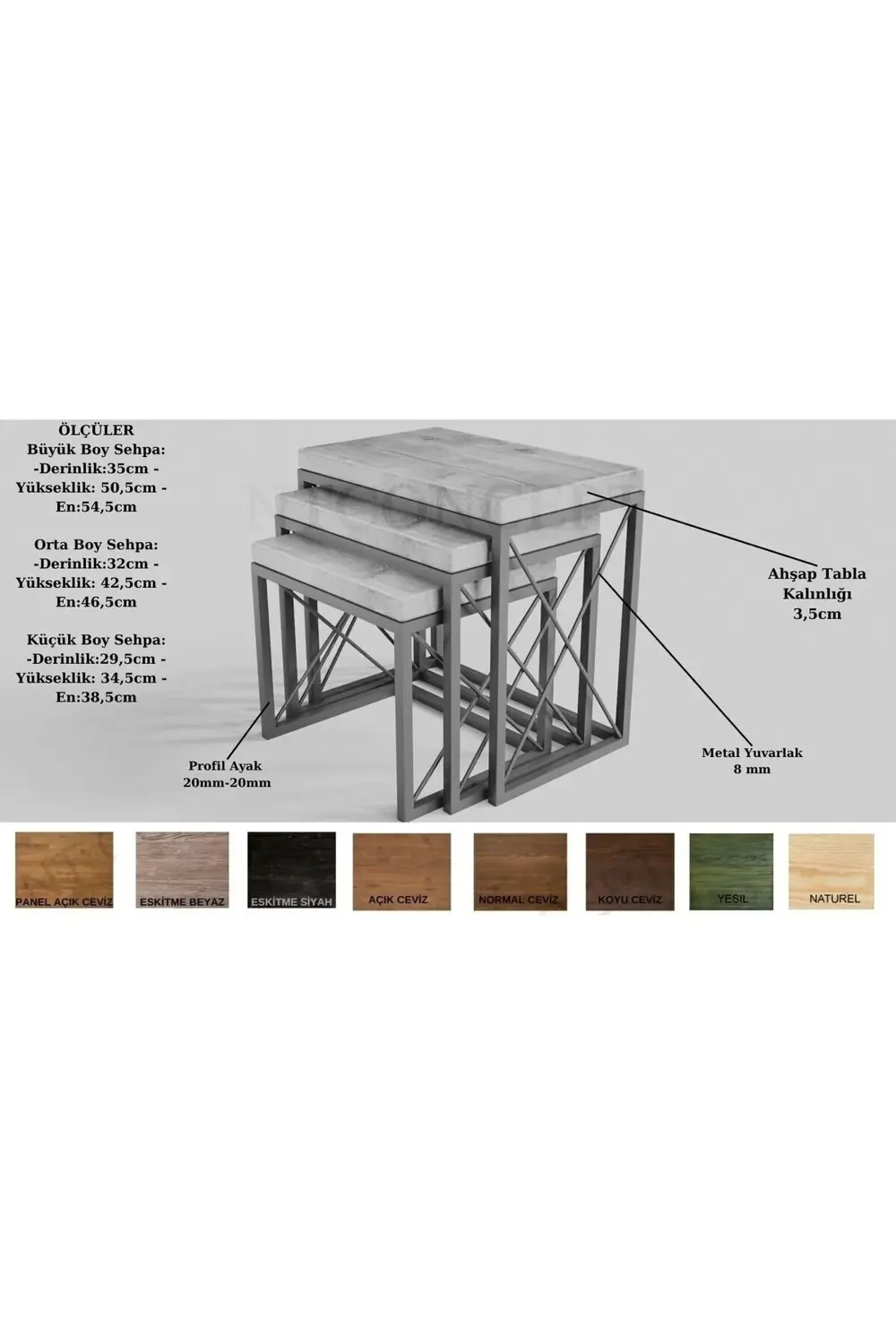 Woe Doğal Ahşap Zigon Sehpa Takımı