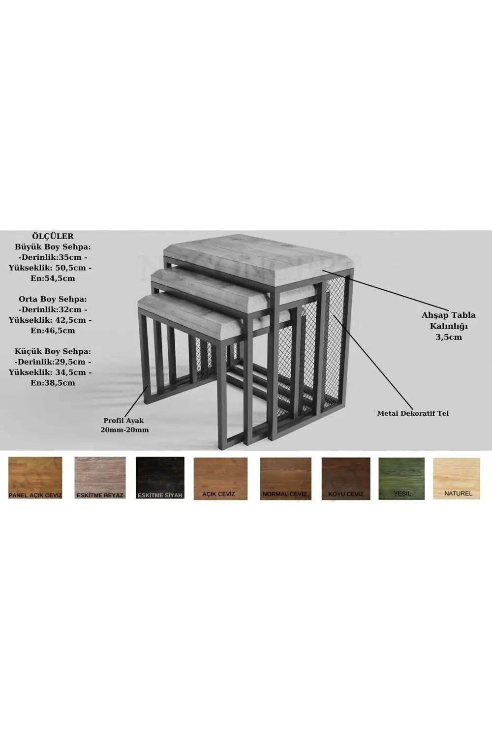 Nt Concept Woe Doğal Ahşap Zigon Sehpa Takımı