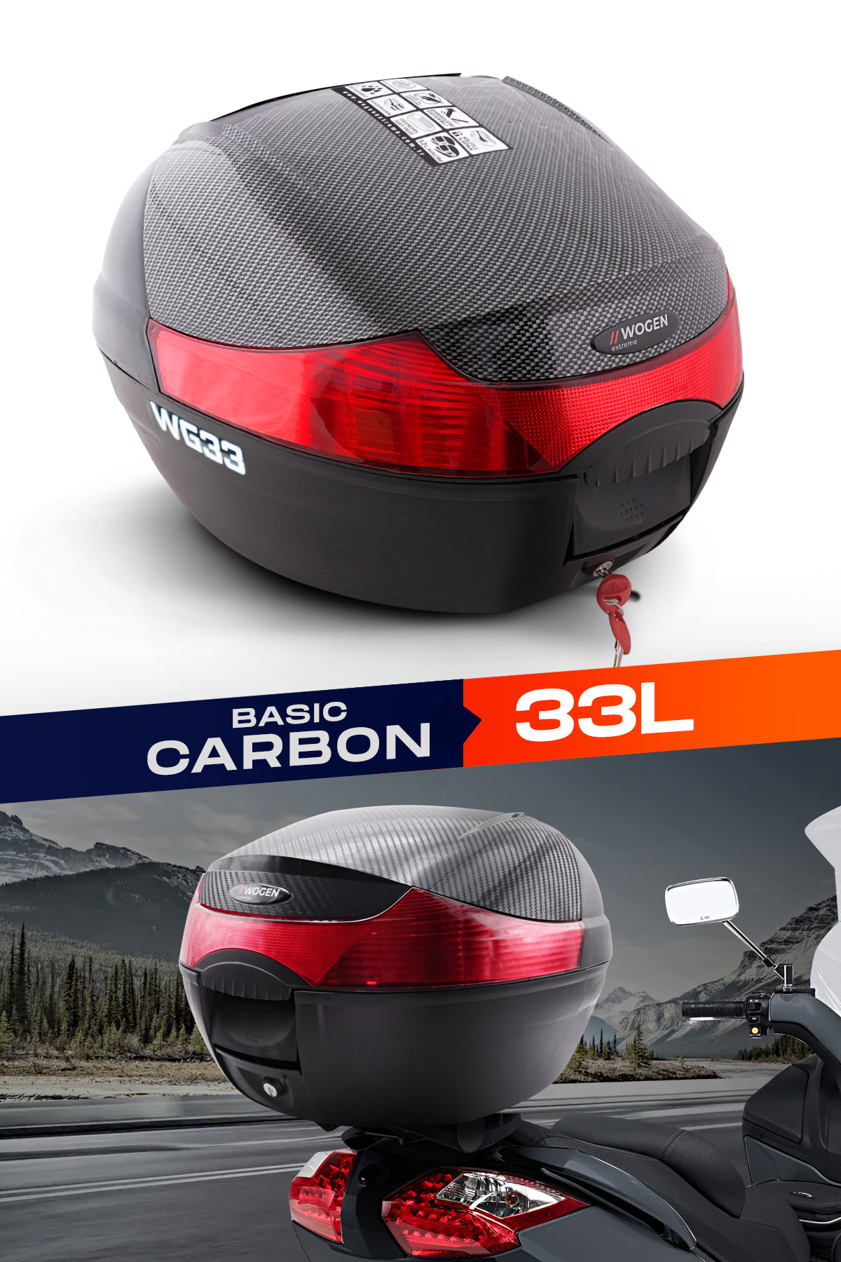 Wogen  Wg33 Basic Karbon Arka Çanta (Siyah) + Karbon Dizlik Hediye