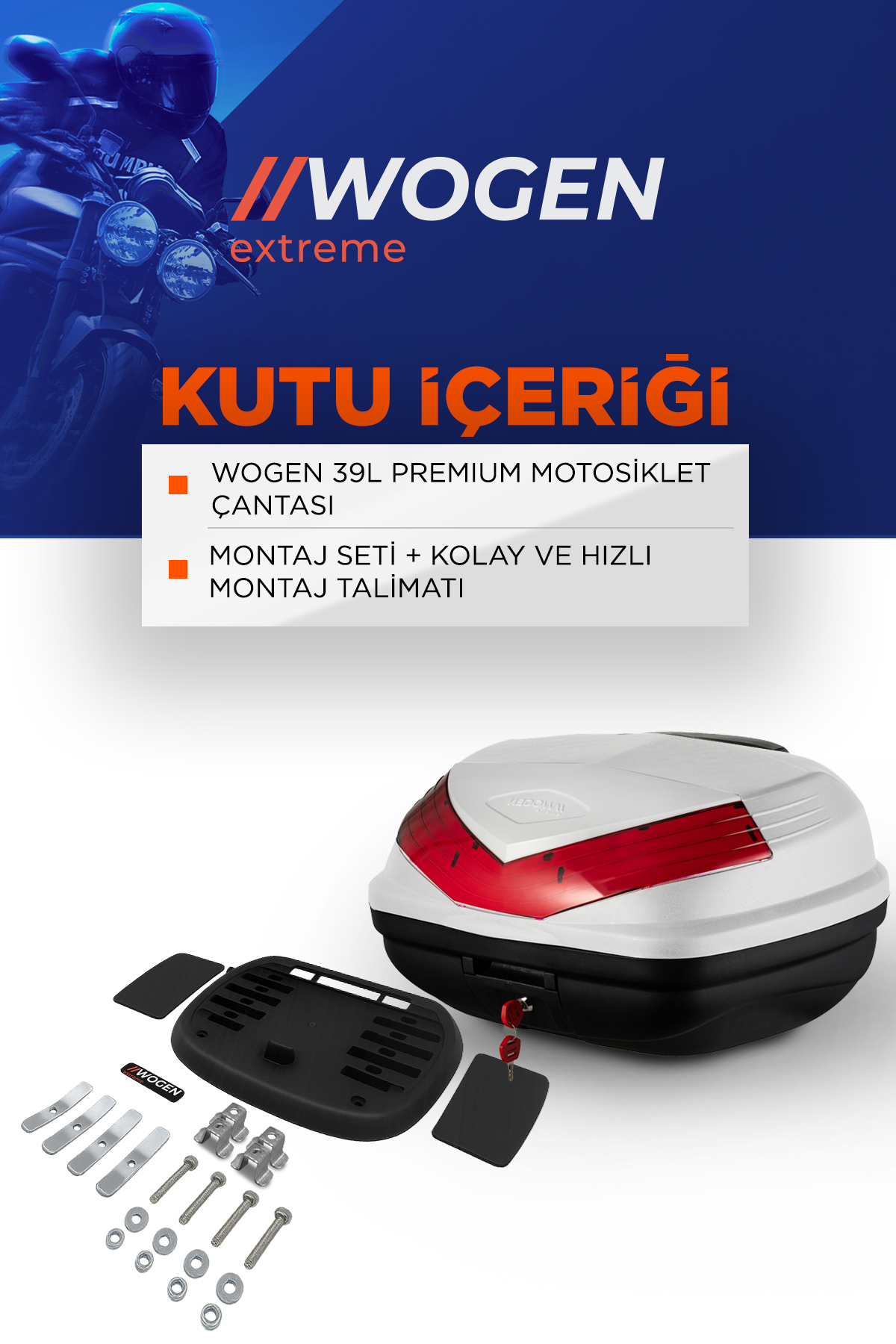 Wogen  Wg39 Arka Çanta 39 L Sirt Dayamali Premium (Beyaz)