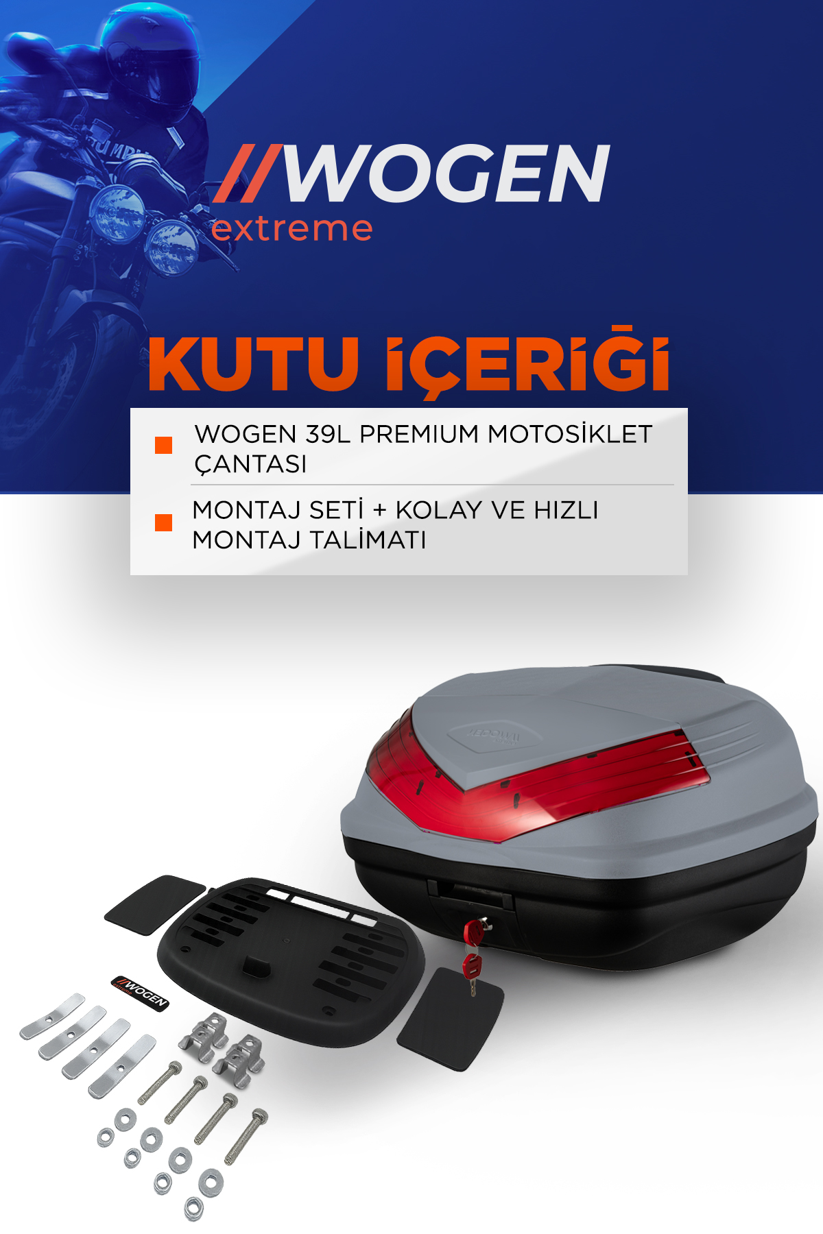 Wogen  Wg39 Arka Çanta 39 L Sirt Dayamali Premium (Nardo Gri)
