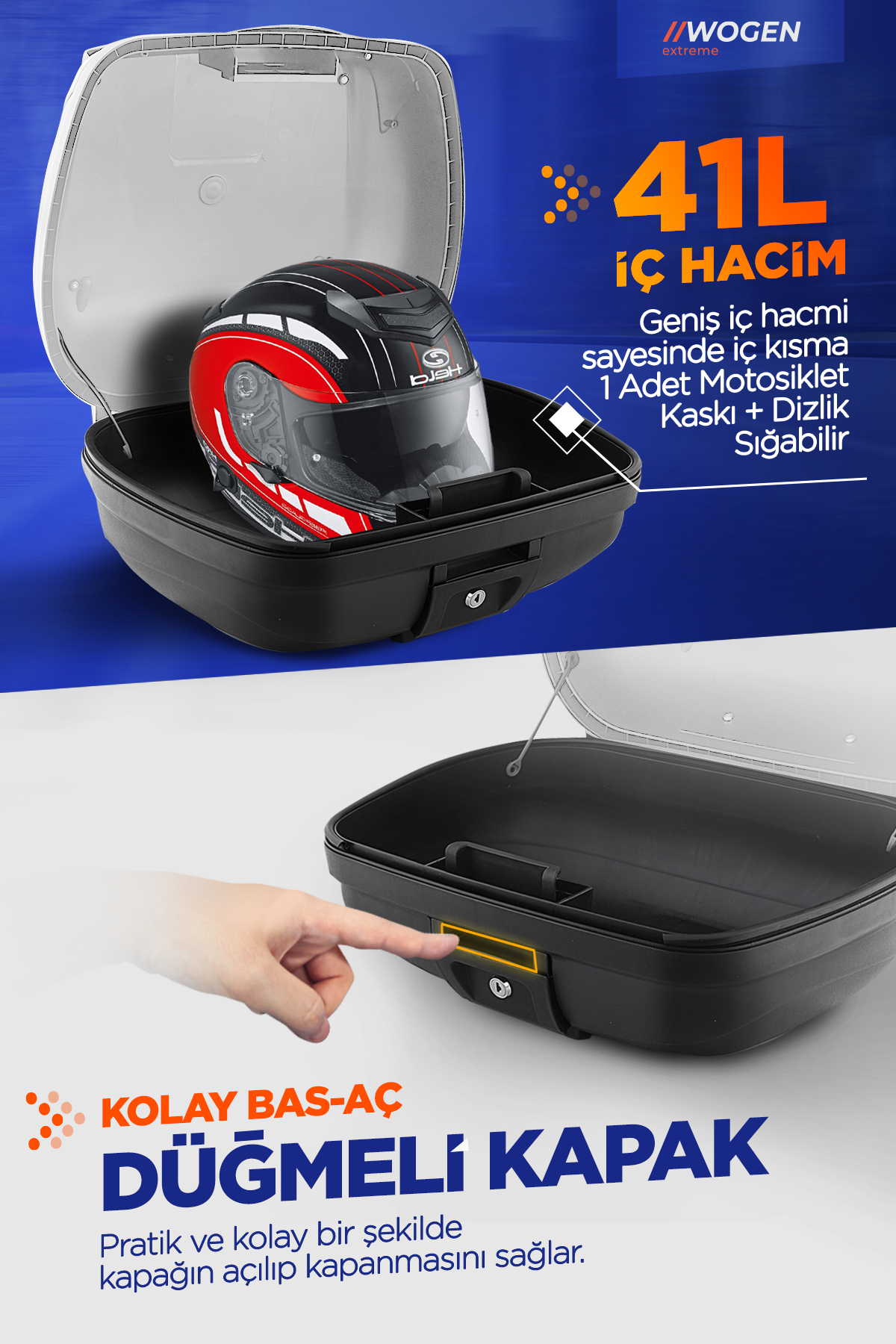 Wogen  Wg41 Basic Arka Çanta 41 Litre (Beyaz) + Karbon Dizlik Hediye