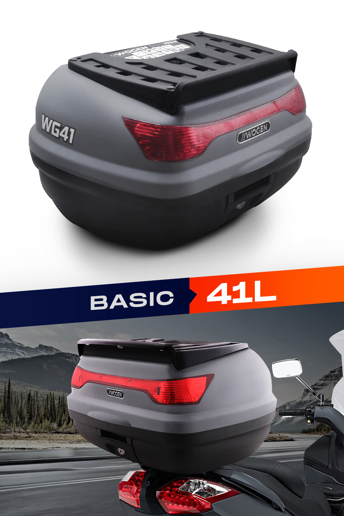 Wogen  Wg41 Basic Arka Çanta 41 Litre (Nardo Gri) + Karbon Dizlik Hediye