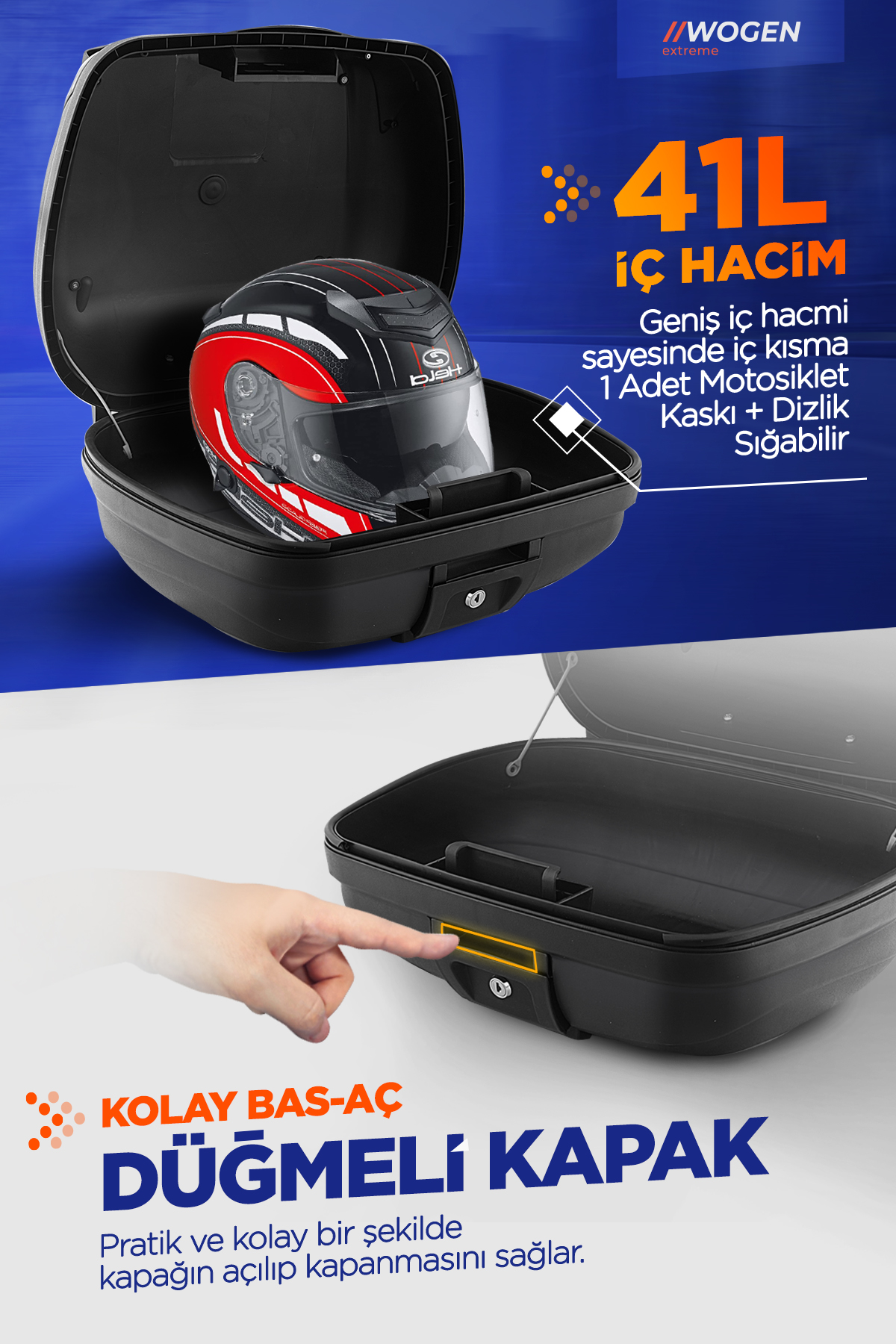 Wogen  Wg41 Basic Arka Çanta 41 Litre (Siyah) + Karbon Dizlik Hediye