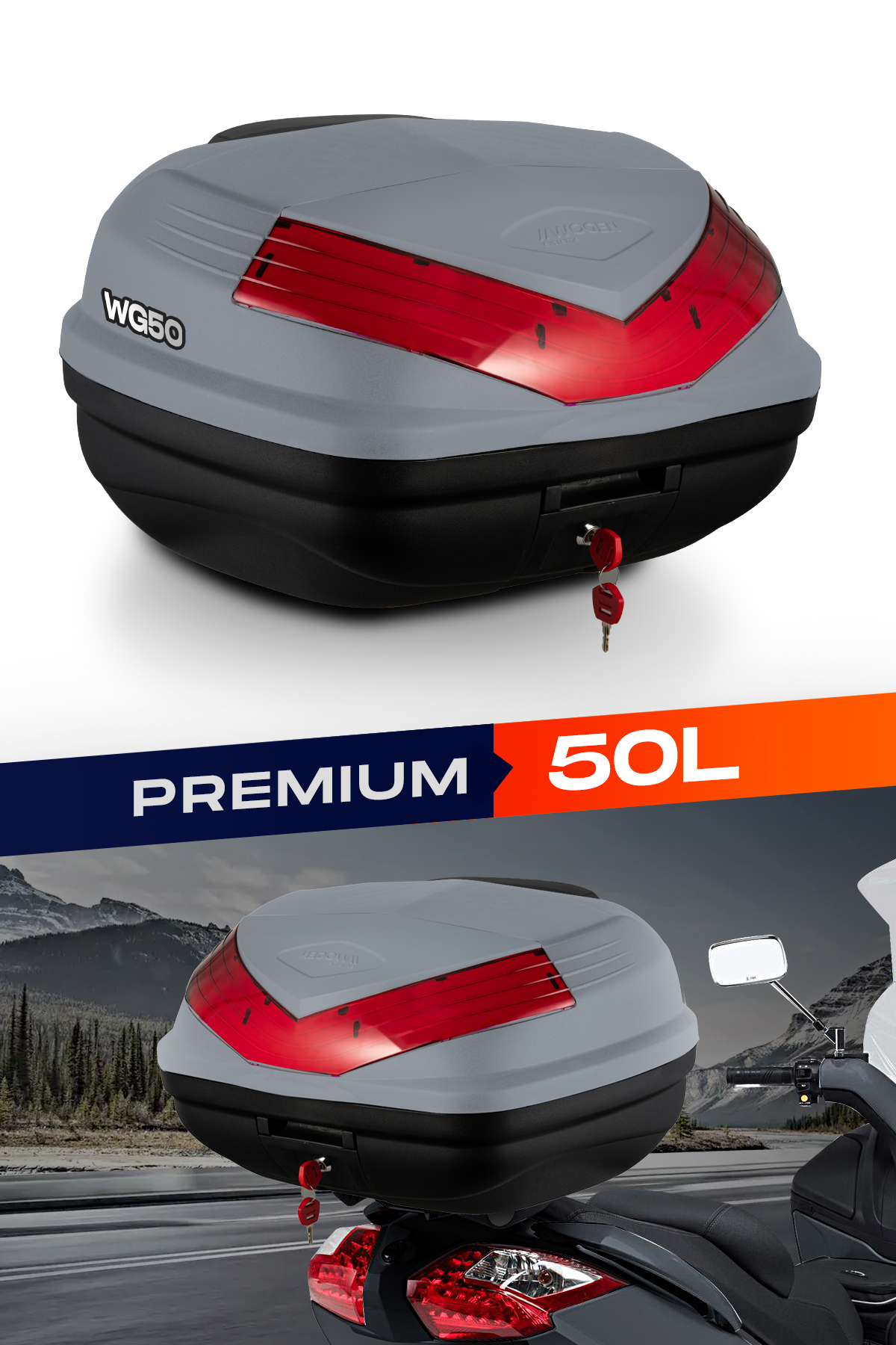 Wogen  Wg50 Premium Arka Çanta 50 Litre (Nardo Gri) + Karbon Dizlik Hediye