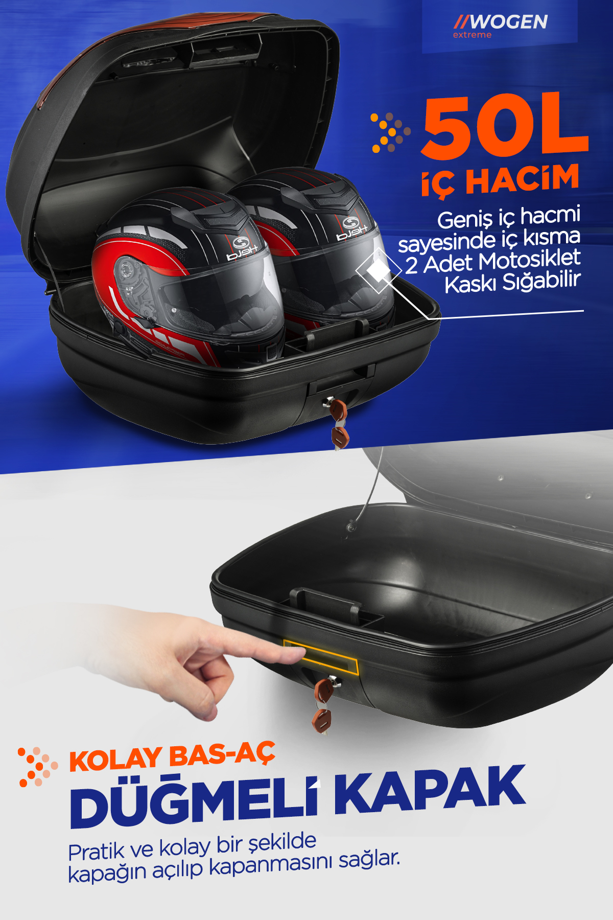 Wogen  Wg50 Premium Arka Çanta 50 Litre (Siyah) + Karbon Dizlik Hediye