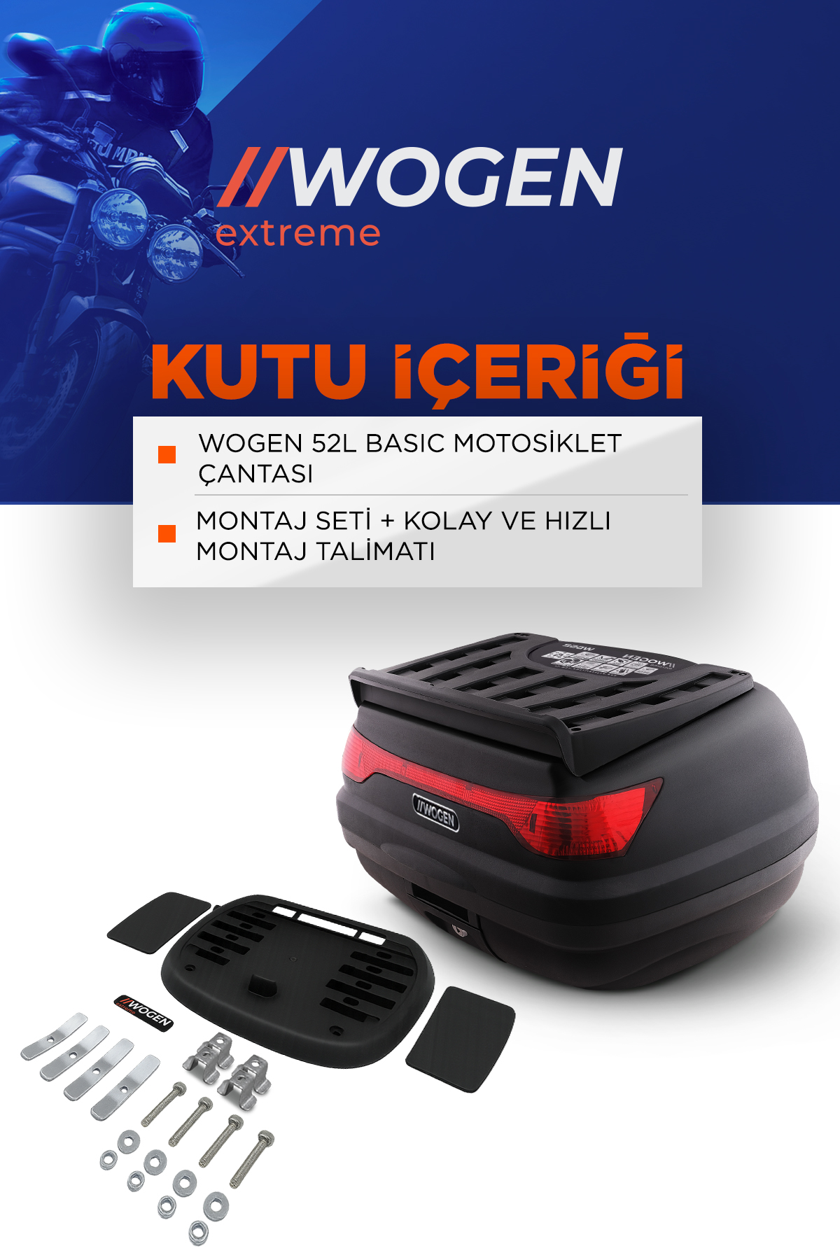 Wogen  Wg52 Arka Çanta 52 L Basic (Siyah) + Karbon Dizlik Hediye