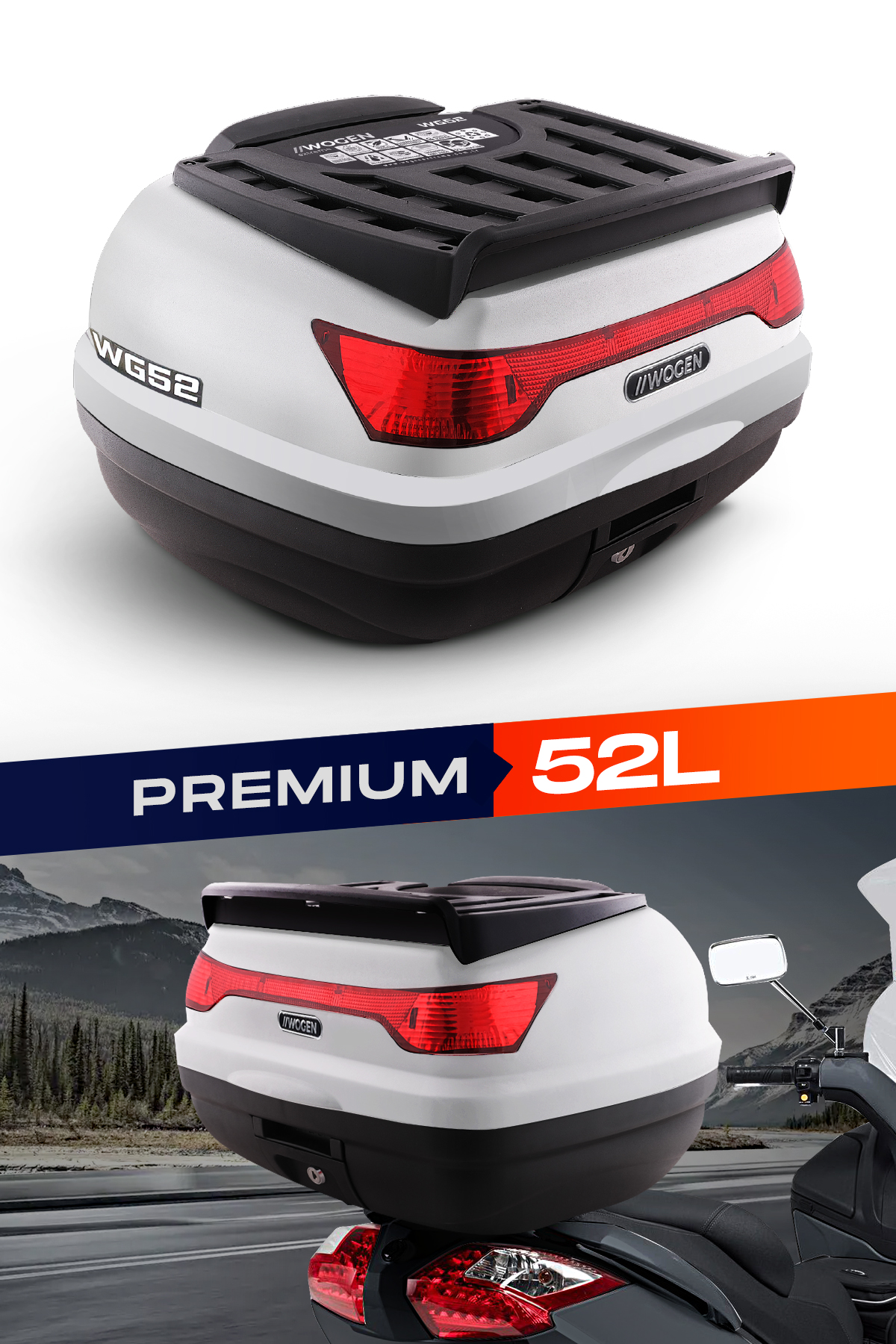 Wogen  Wg52 Premium Arka Çanta 52 Litre (Beyaz) + Karbon Dizlik Hediye