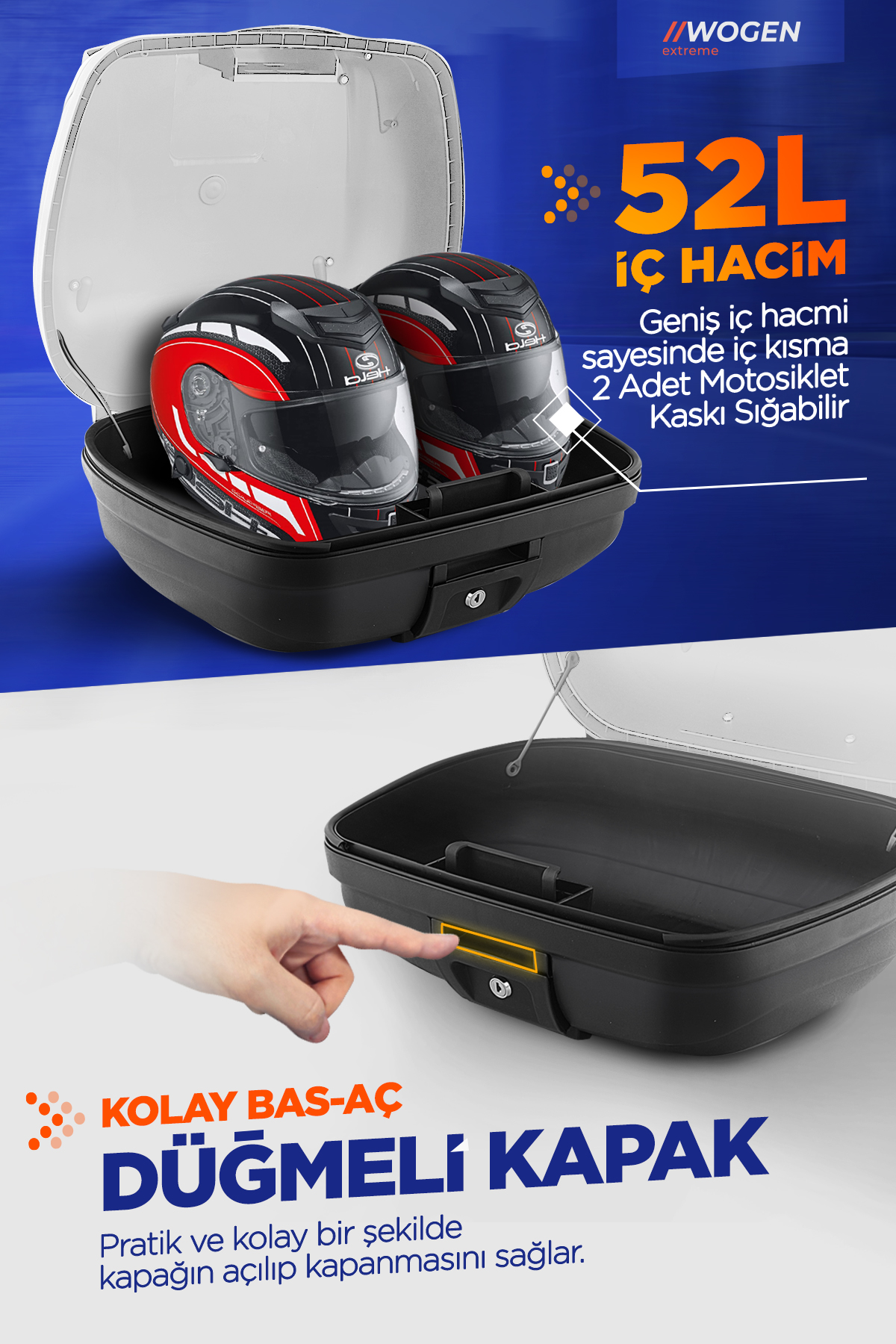 Wogen  Wg52 Premium Arka Çanta 52 Litre (Beyaz) + Karbon Dizlik Hediye