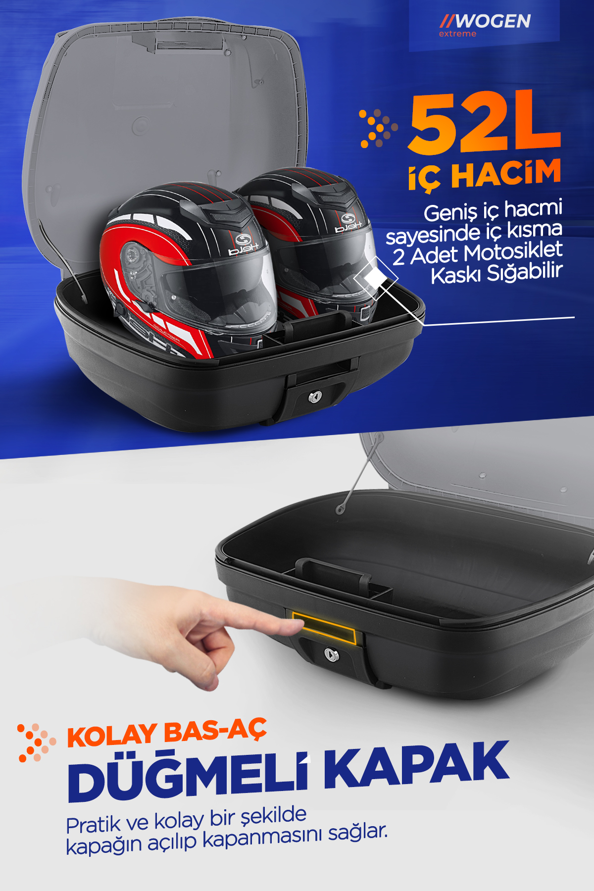 Wogen  Wg52 Premium Arka Çanta 52 Litre (Nardo Gri) + Karbon Dizlik Hediye