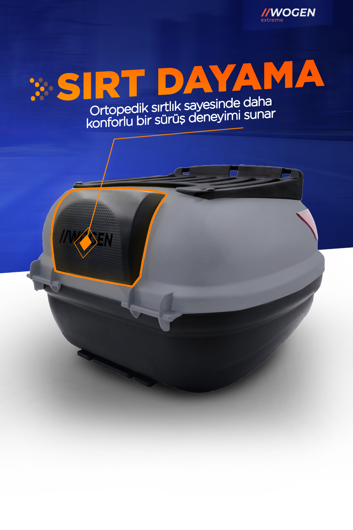 Wogen  Wg52 Premium Arka Çanta 52 Litre (Nardo Gri) + Karbon Dizlik Hediye
