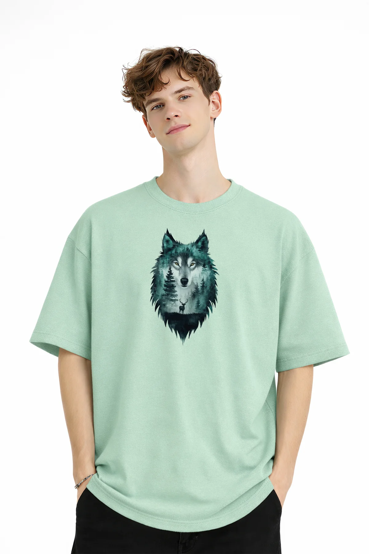 Wolf - Oversize Erkek Tişört SU YESILI Fiyatı, Yorumları ve Özellikleri