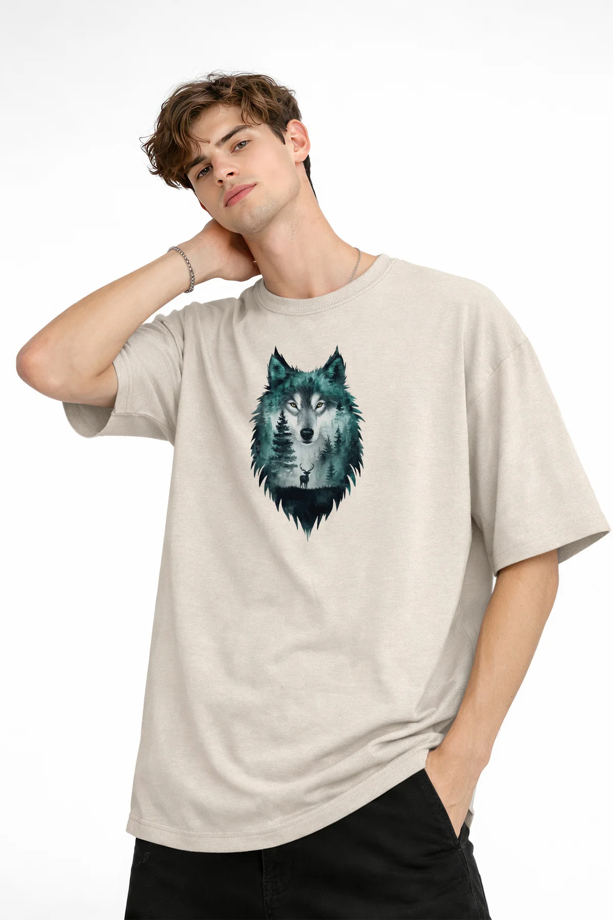Wolf - Oversize Erkek Tişört BEJ Fiyatı, Yorumları ve Özellikleri