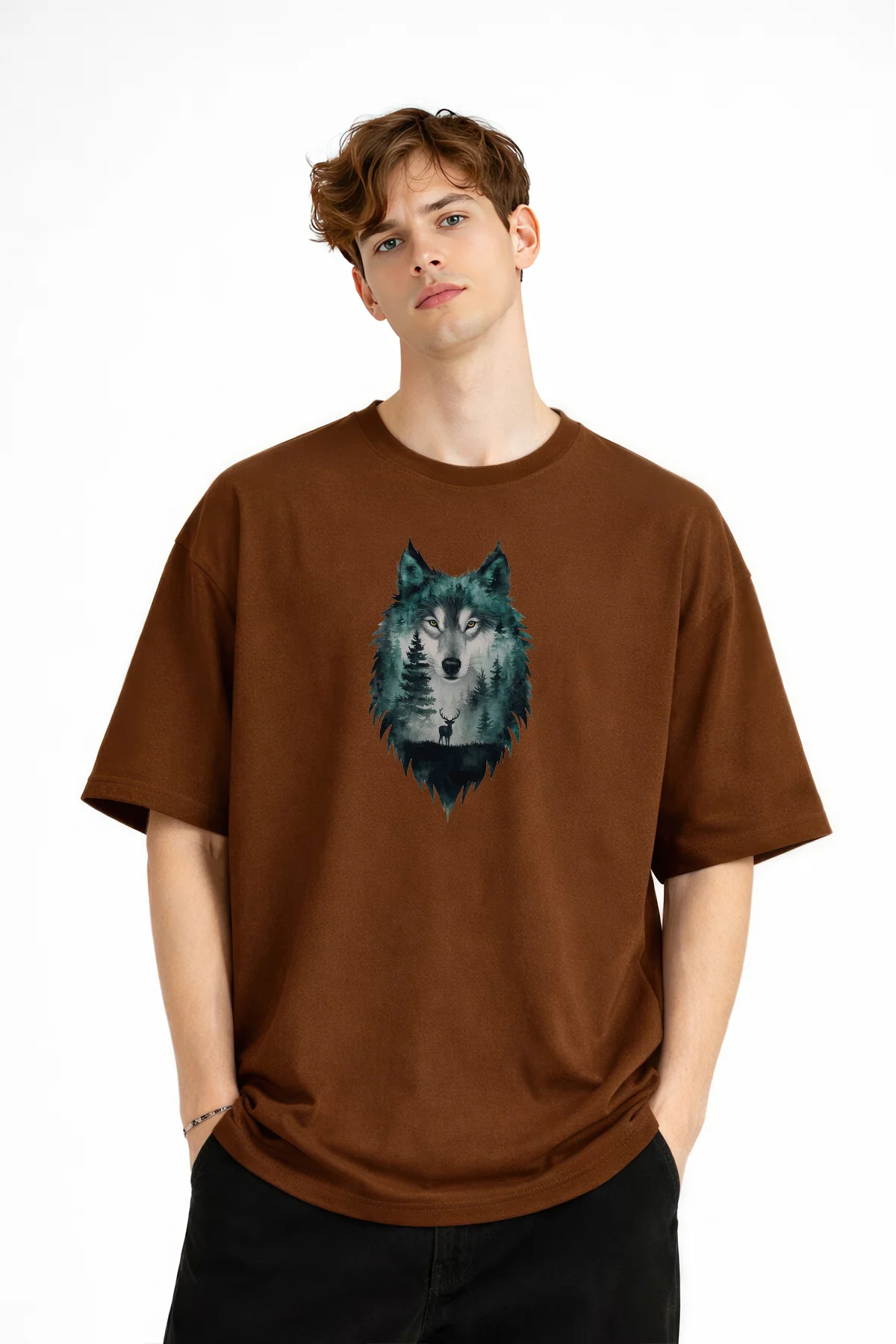 Wolf - Oversize Erkek Tişört KAHVE Fiyatı, Yorumları ve Özellikleri