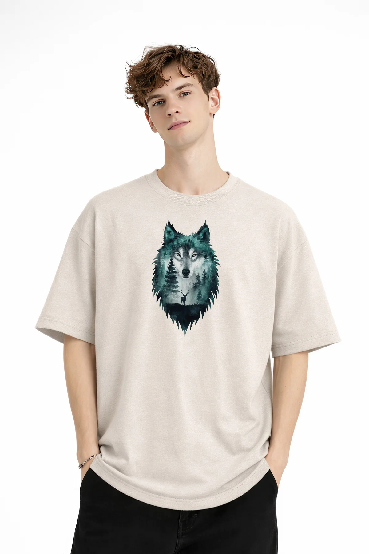 Wolf - Oversize Erkek Tişört BEJ Fiyatı, Yorumları ve Özellikleri
