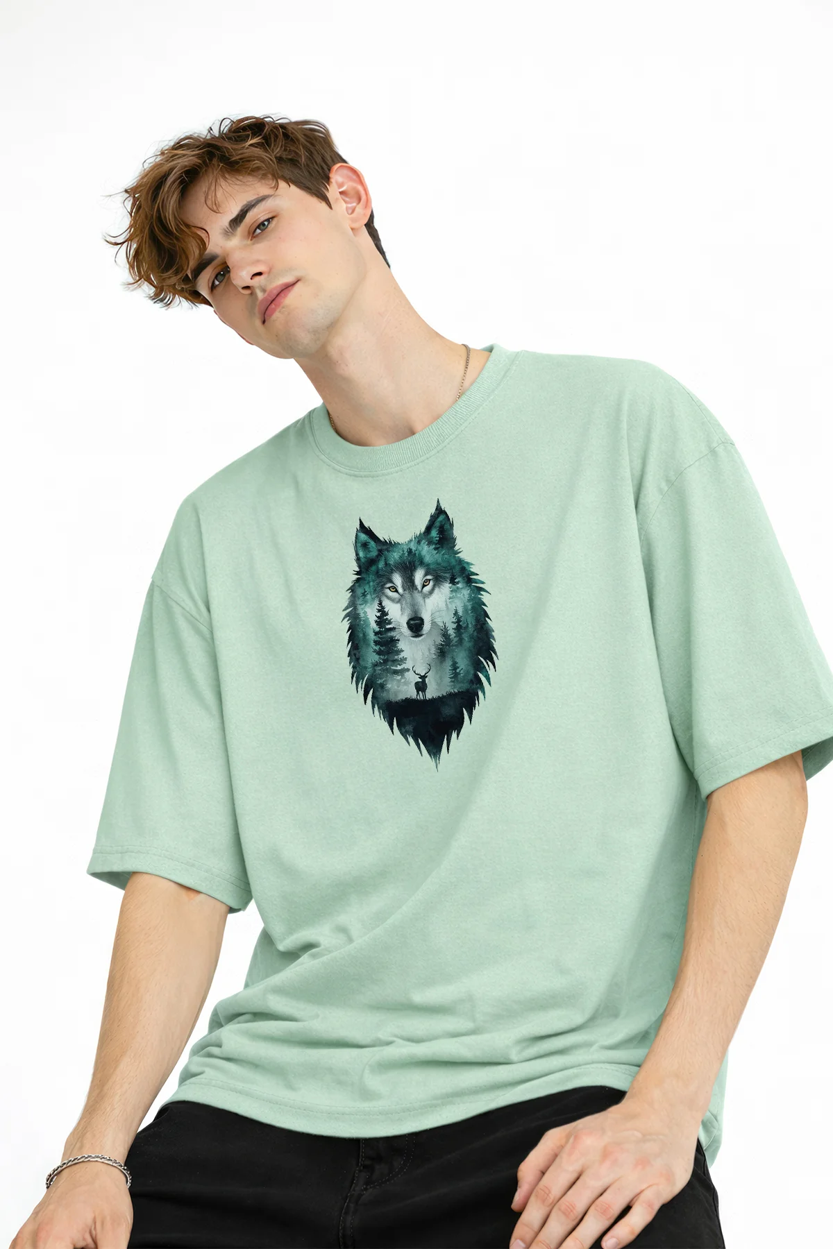 Wolf - Oversize Erkek Tişört SU YESILI Fiyatı, Yorumları ve Özellikleri