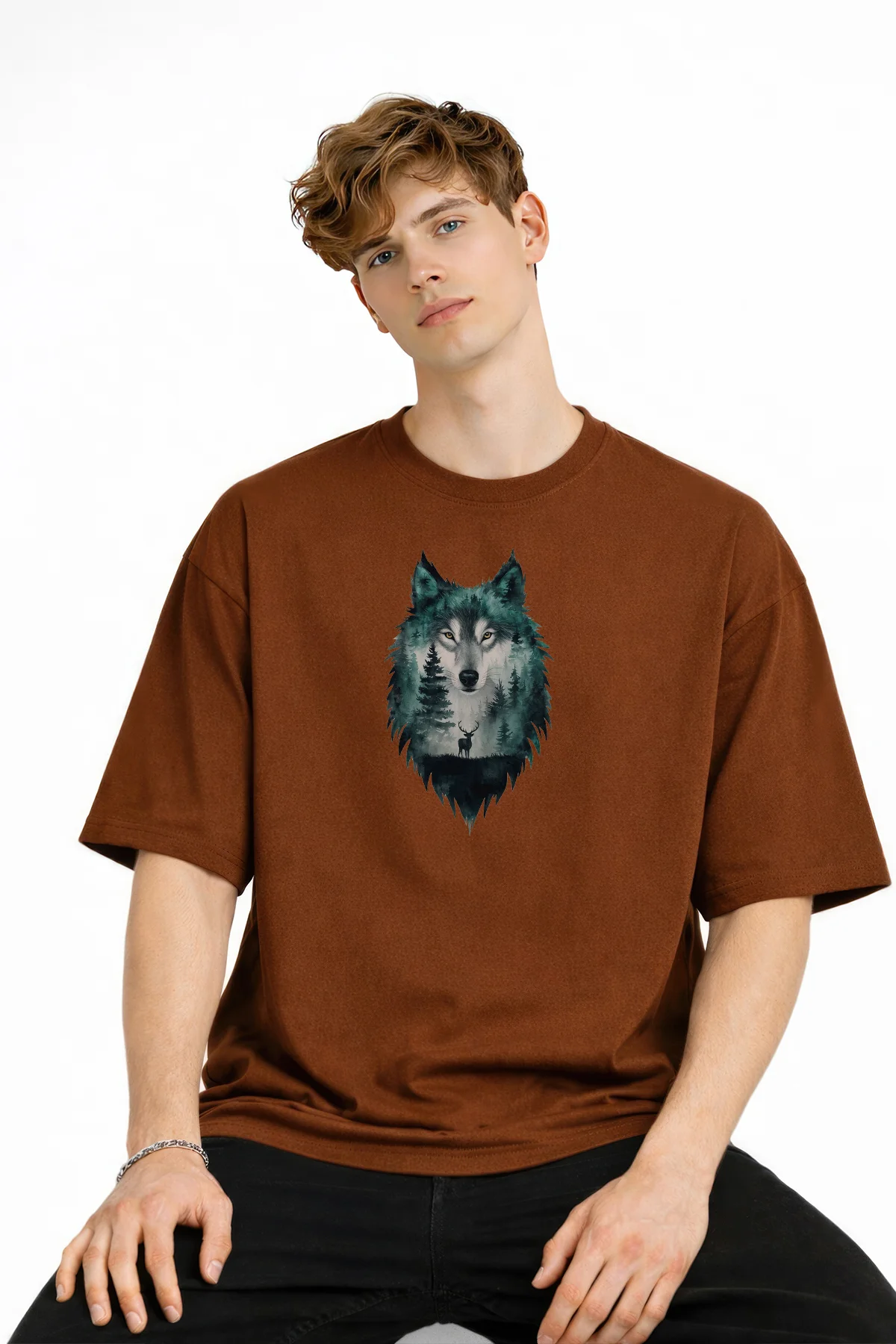 Wolf - Oversize Erkek Tişört KAHVE Fiyatı, Yorumları ve Özellikleri