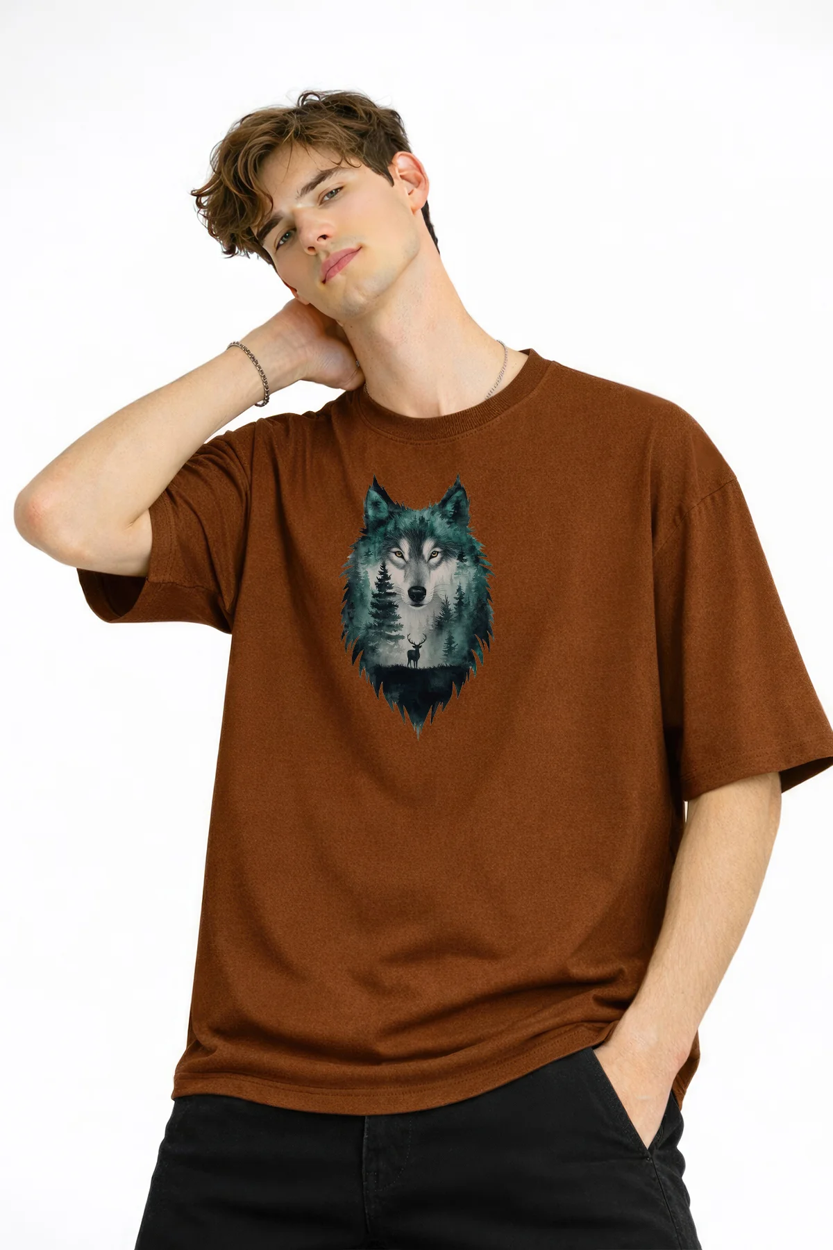 Wolf - Oversize Erkek Tişört KAHVE Fiyatı, Yorumları ve Özellikleri