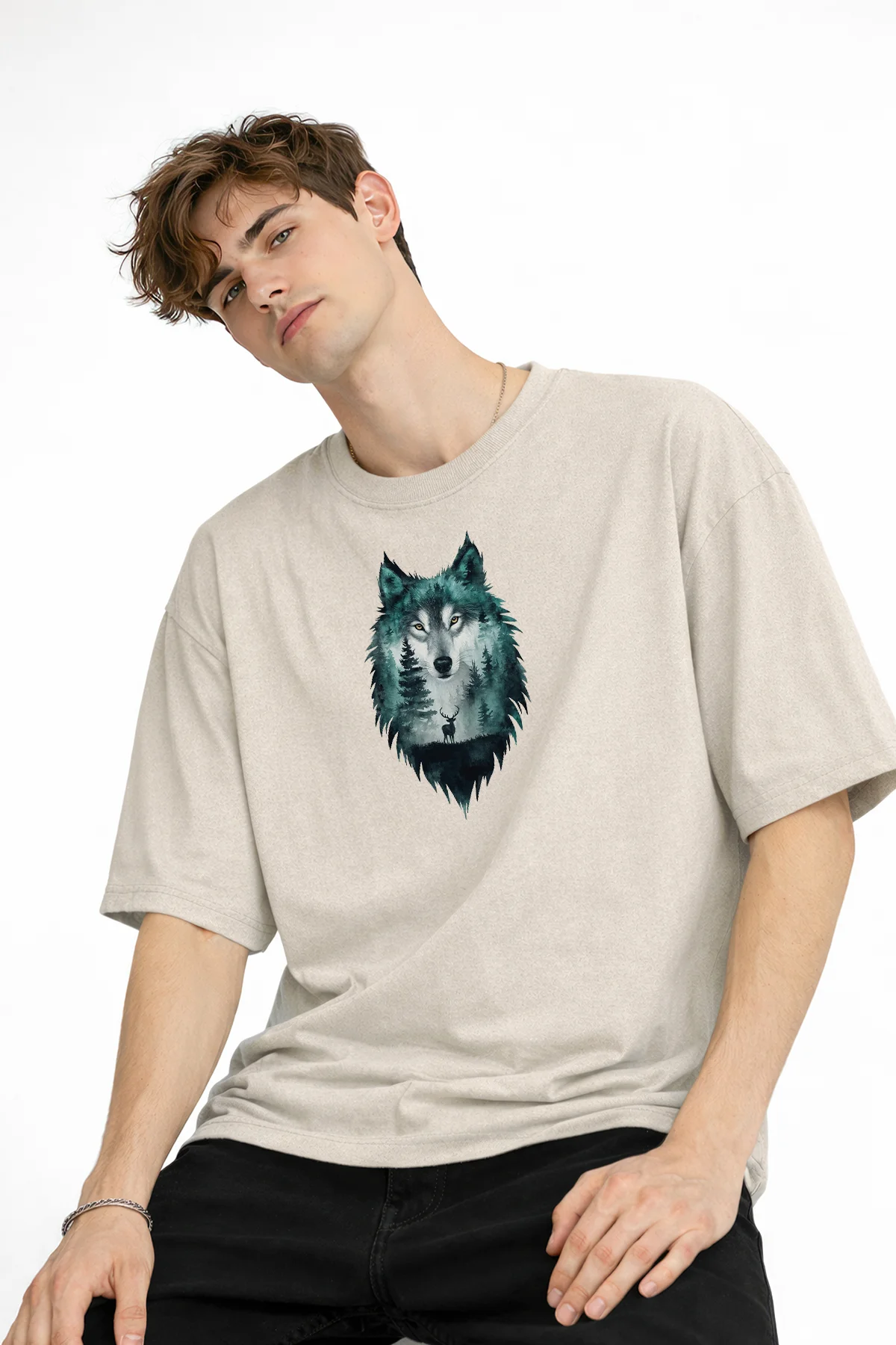 Wolf - Oversize Erkek Tişört BEJ Fiyatı, Yorumları ve Özellikleri