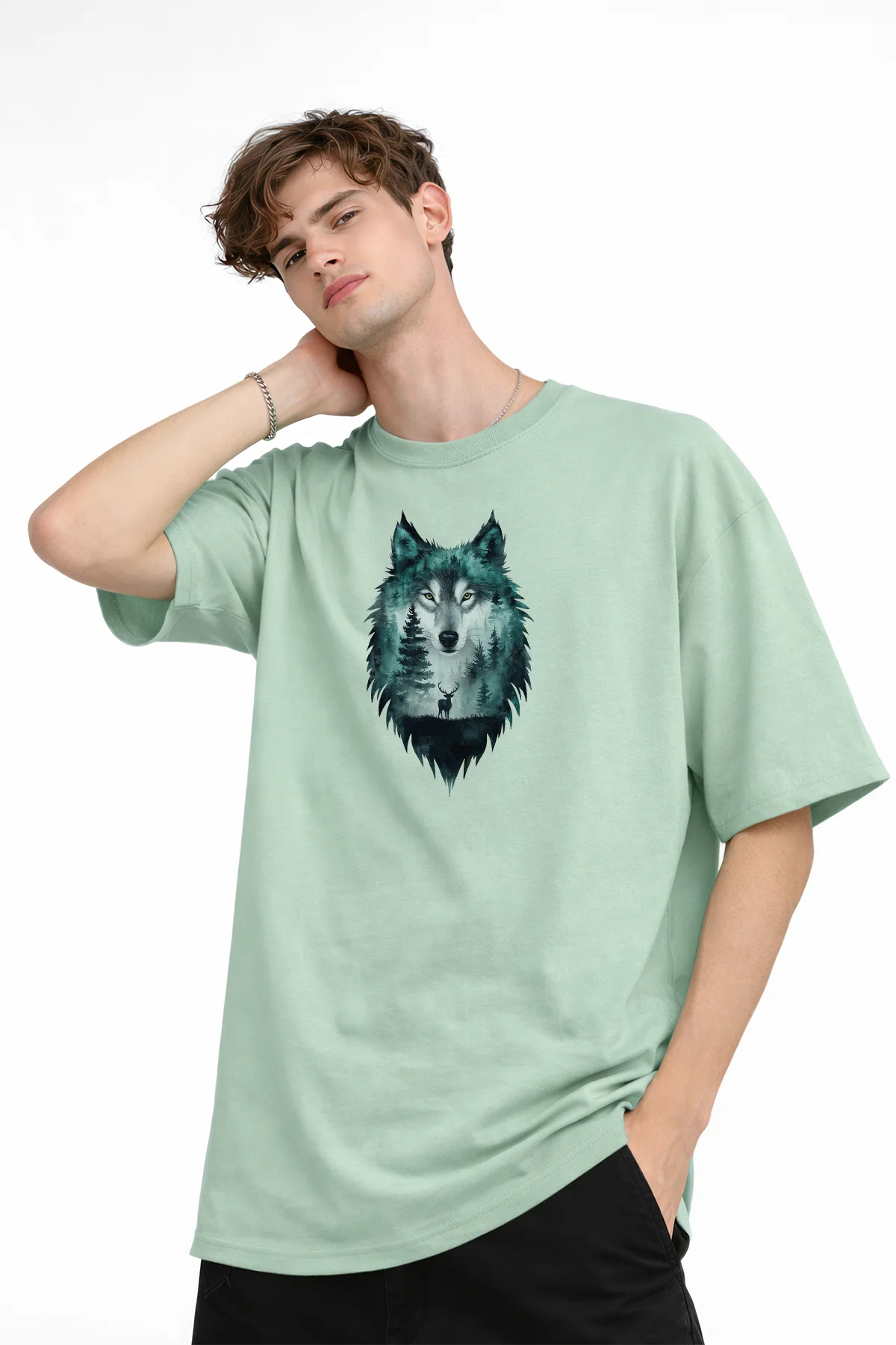 Wolf - Oversize Erkek Tişört SU YESILI Fiyatı, Yorumları ve Özellikleri