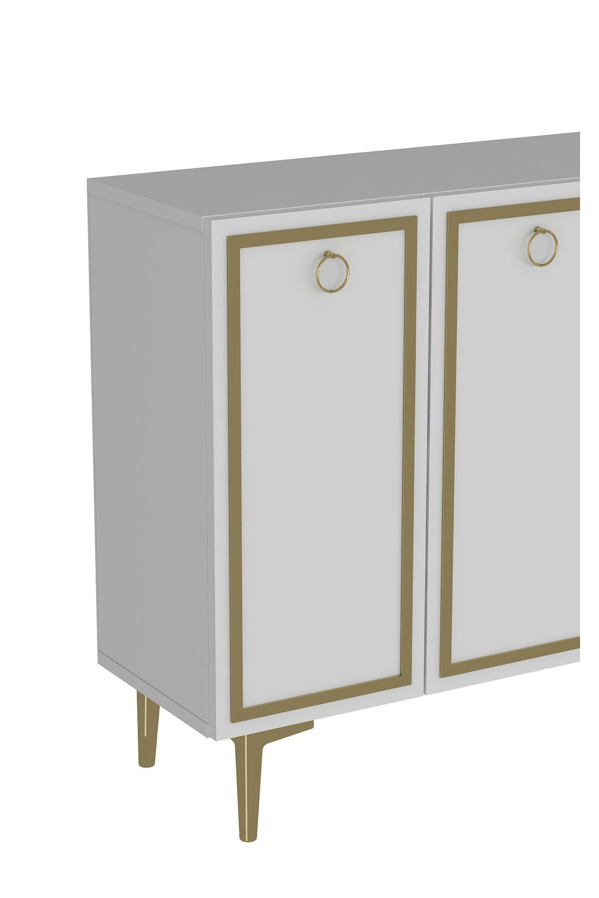 Cantek Dizayn Wollyct (Km120) Konsol,Çok Amaçli Dolap Beyaz-Altin