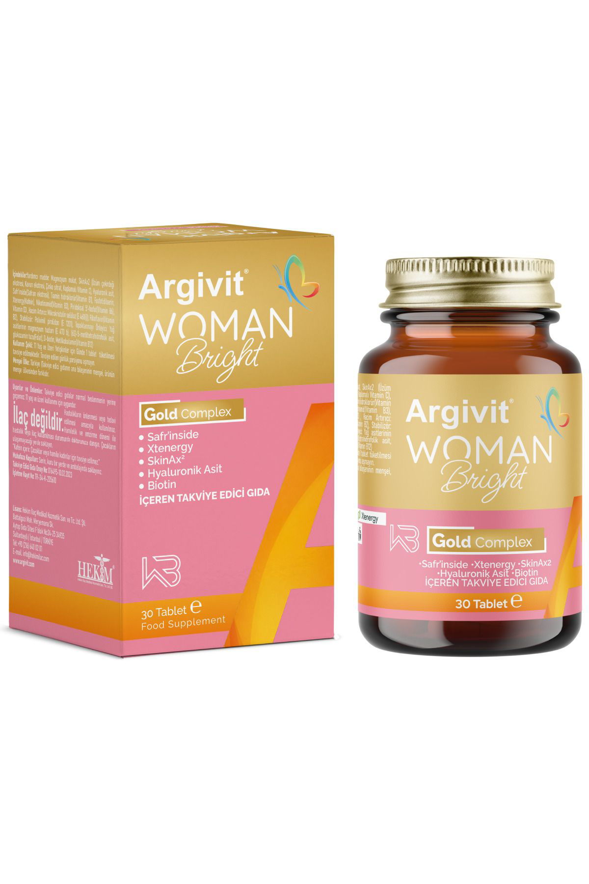 Argivit Woman Bright Gold Kompleks 2'Li Paket - Biotin, Niasin, Çinko (Sa