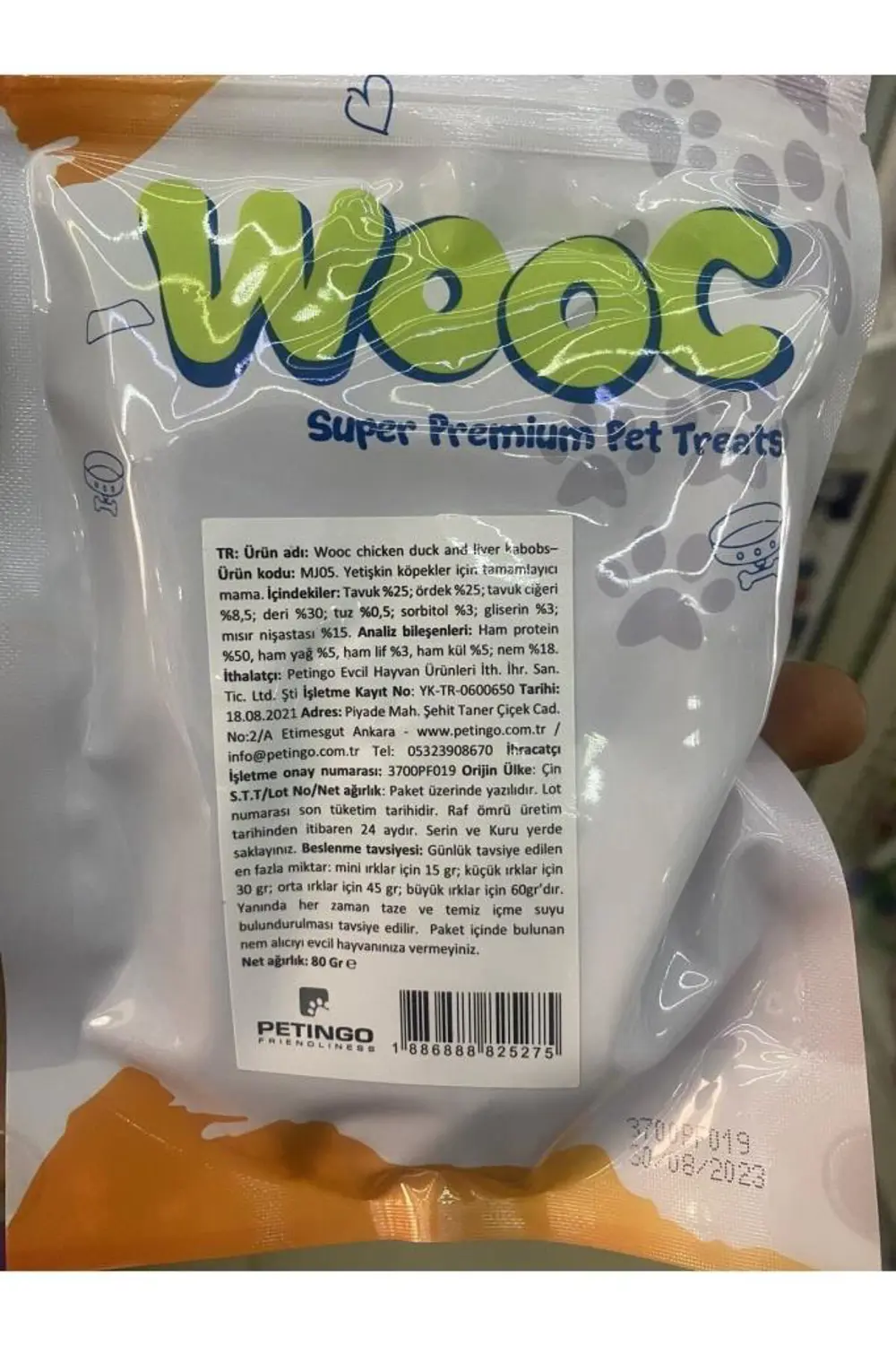 Wooc Dog Tavuk, Ördek, Ciğer Sargılı Stick Ödül Maması 80 Gr