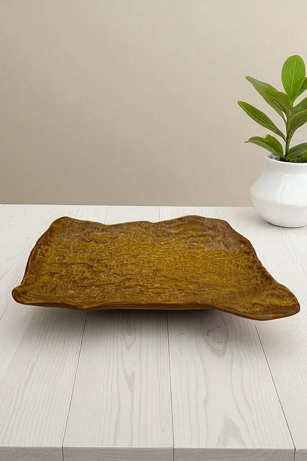 Wood 25 cm Porselen Dikdörtgen Gondol Kayık Tabak Sushi Tabağı