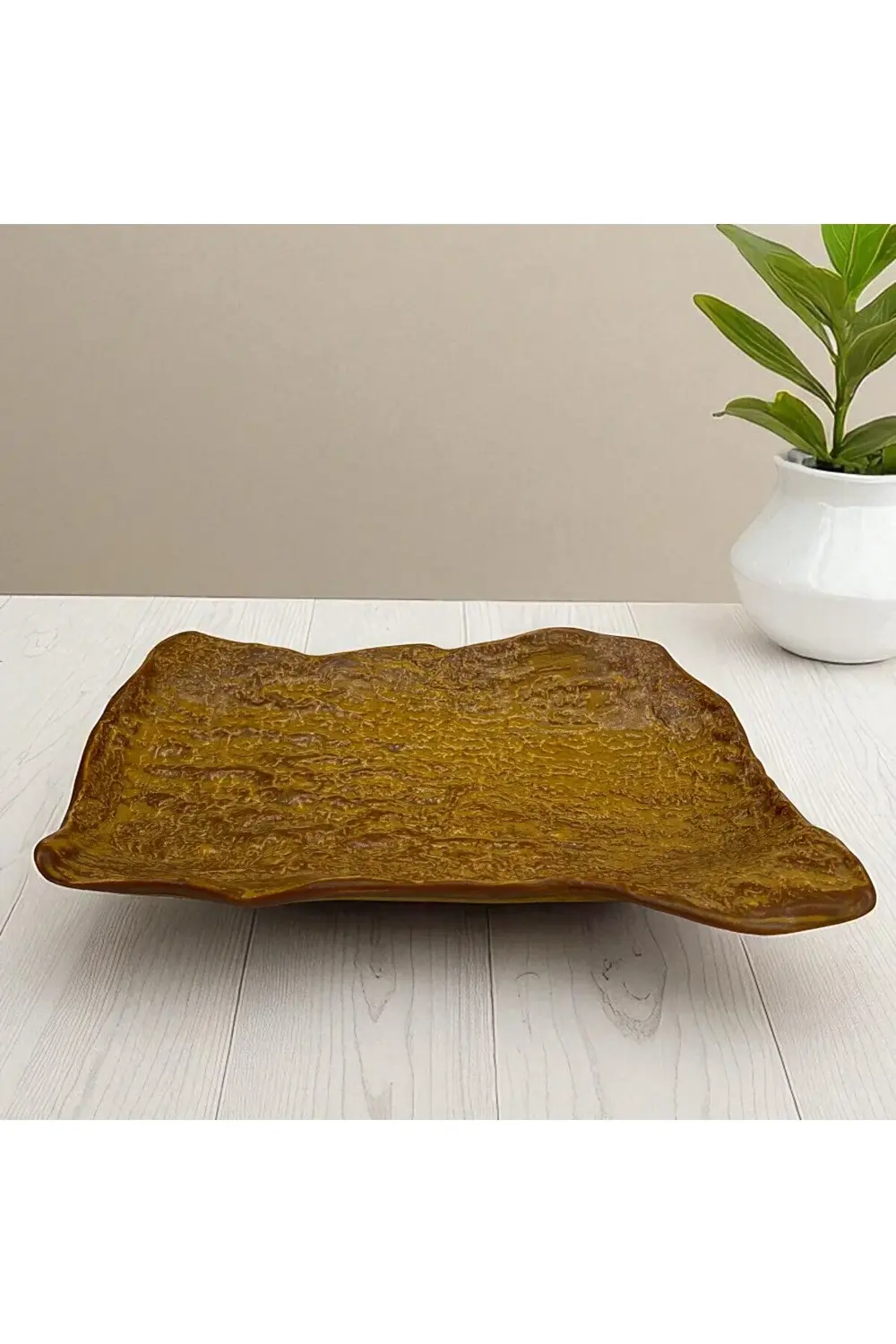 Wood 25 cm Porselen Dikdörtgen Gondol Kayık Tabak Sushi Tabağı