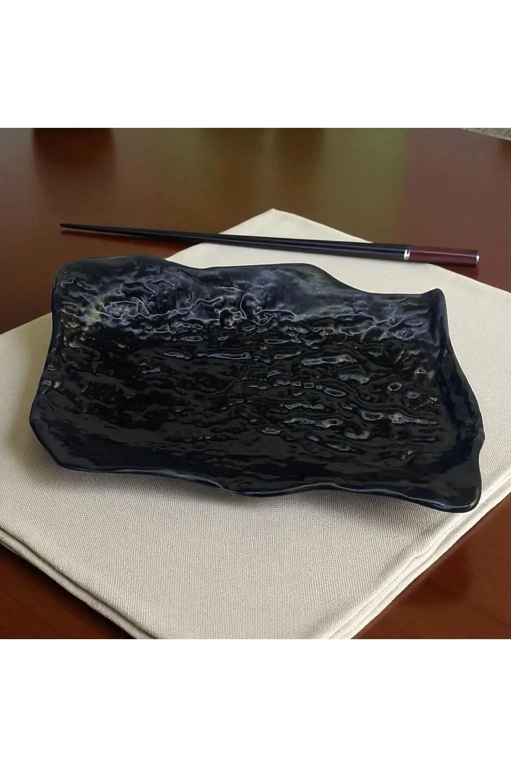 Wood 25 cm Porselen Dikdörtgen Gondol Kayık Tabak Sushi Tabağı