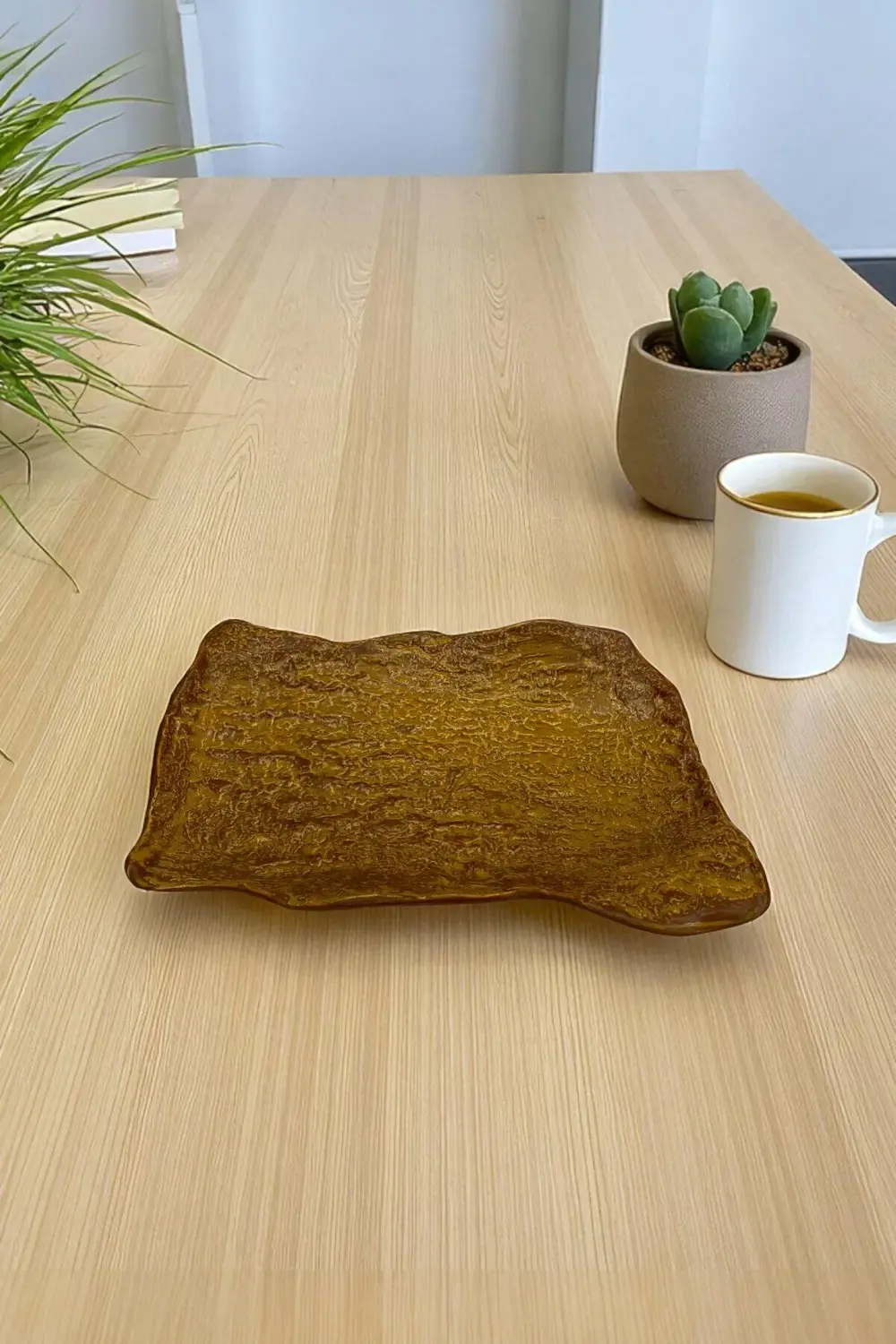 Wood 25 cm Porselen Dikdörtgen Gondol Kayık Tabak Sushi Tabağı