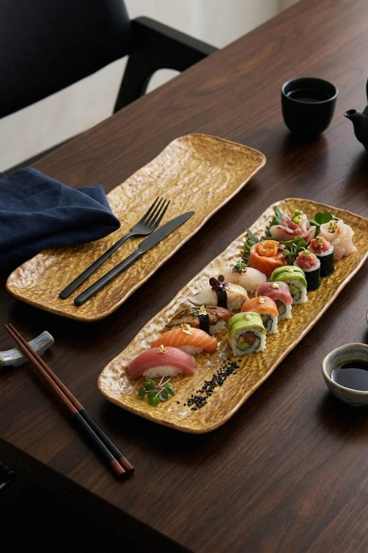 Wood 41 cm Porselen Sushi Sunum Tabağı 2 Adet Savana