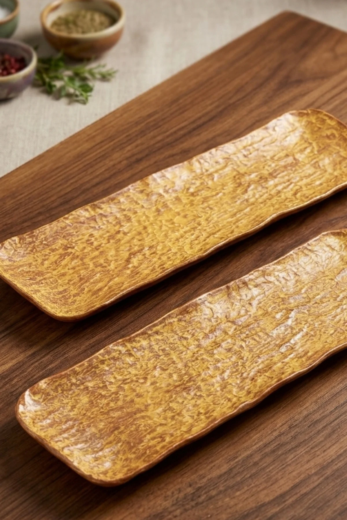 Wood 41 cm Porselen Sushi Sunum Tabağı 2 Adet Savana