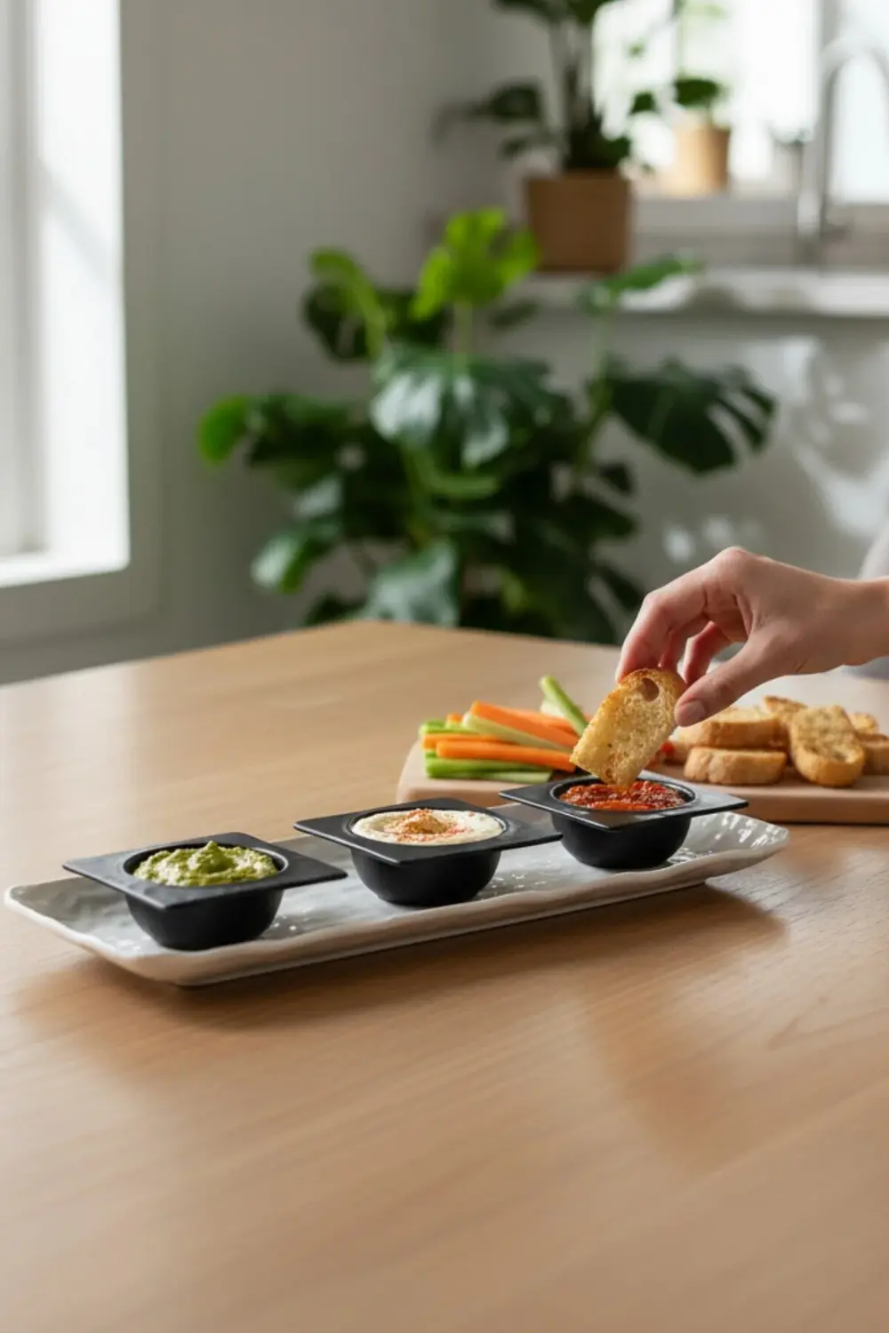 Wood 41 cm Porselen Kayık Sunum Tabağı / Porselen Sosluk Kase 12c