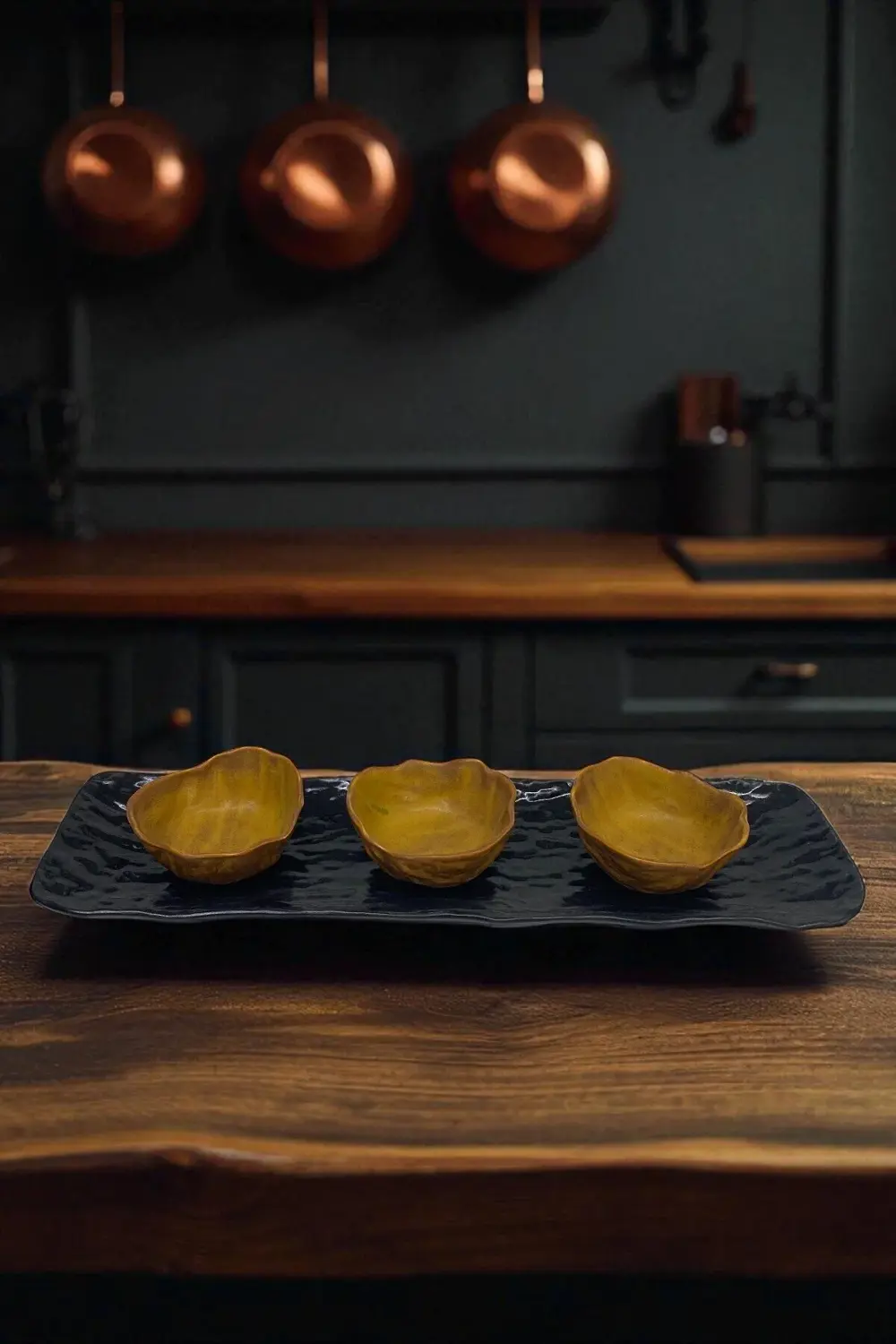 Wood Glam 41cm Porselen Kayık Sunum Tabağı / Porselen Sosluk Kase