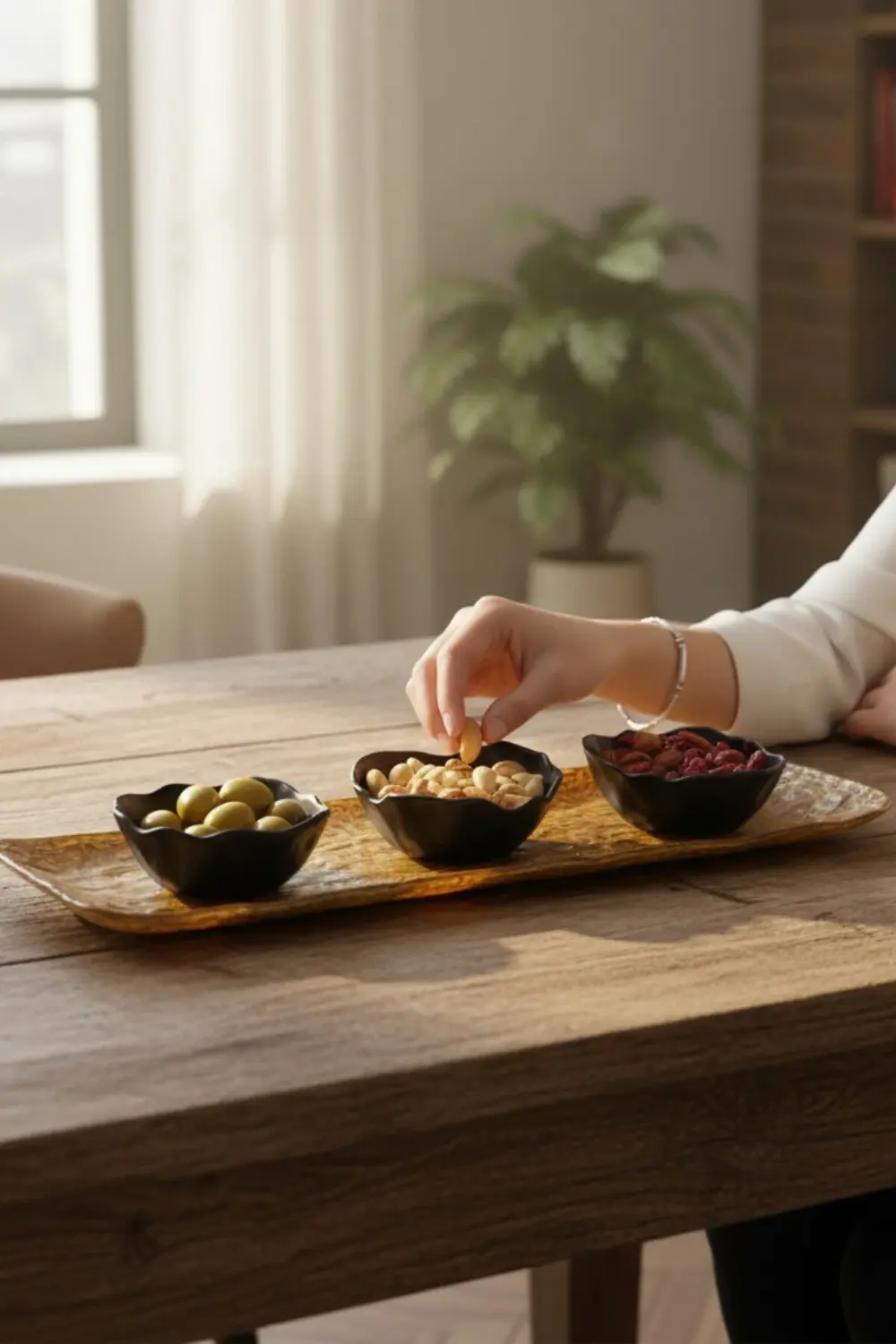 Wood Savana 41cm Porselen Kayık Sunum Tabağı / Porselen Sosluk Ka