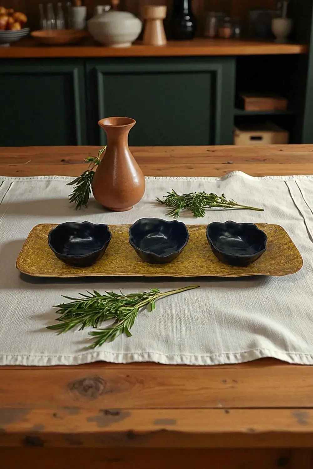 Wood Savana 41cm Porselen Kayık Sunum Tabağı / Porselen Sosluk Ka