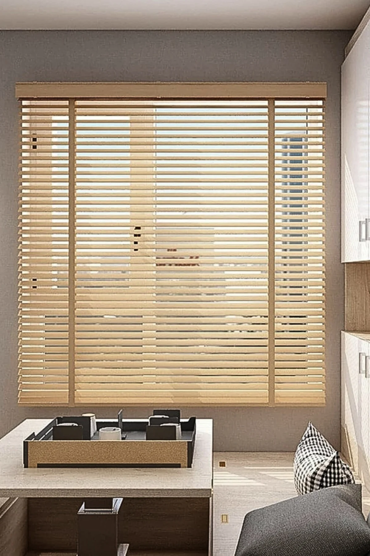 Wooden Blinds %100 Doğal Ahşap Jaluzi Perde 50mm,Alüminyum Kasalı