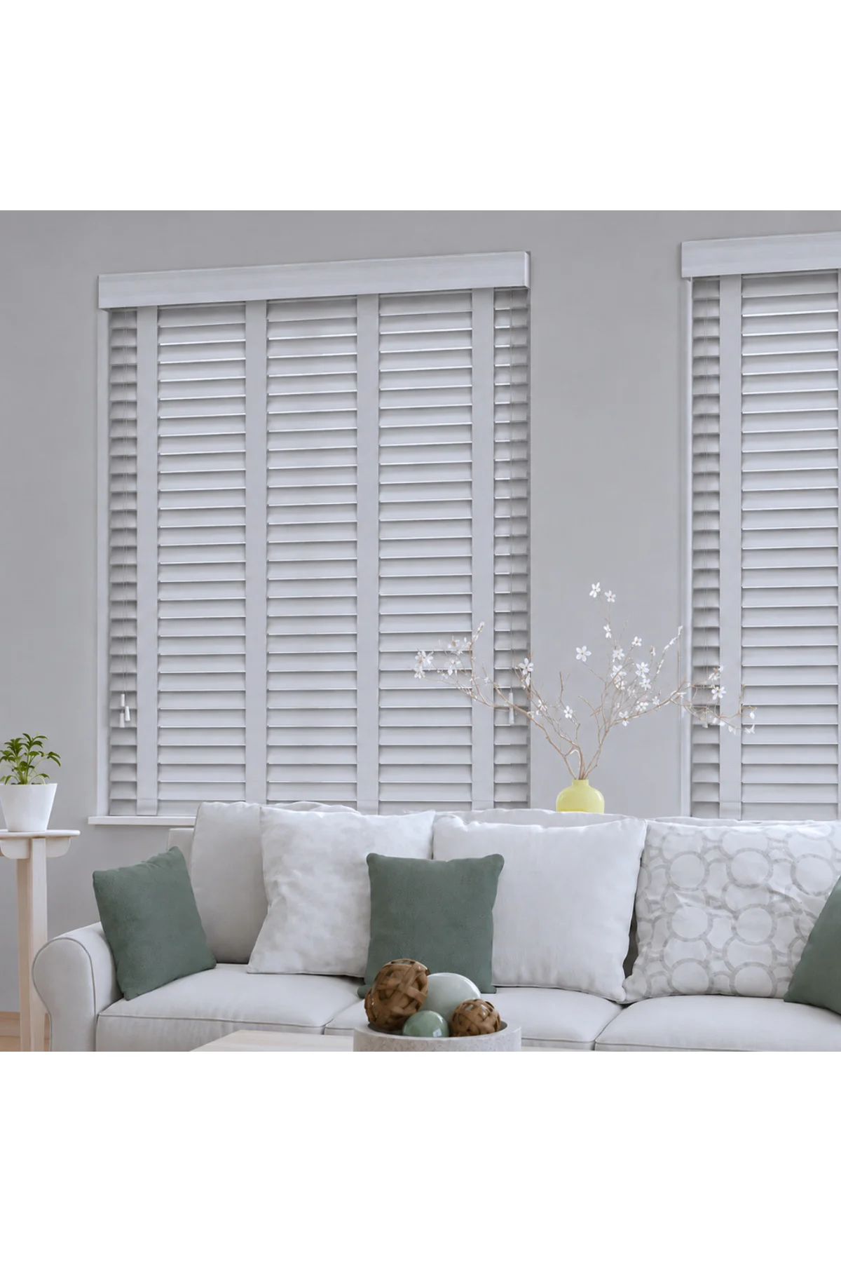 Wooden Blinds %100 Doğal Ahşap Jaluzi Perde 50mm,Alüminyum Kasalı Yüksek Kaliteli - Gümüş Gri (Kurdelalı) W009PWB Wooden Blinds %100 Doğal Ahşap Jaluzi Perde 50mm,Alüminyum Kasalı Yüksek Kaliteli - Gümüş Gri (Kurdelalı) W009PWB