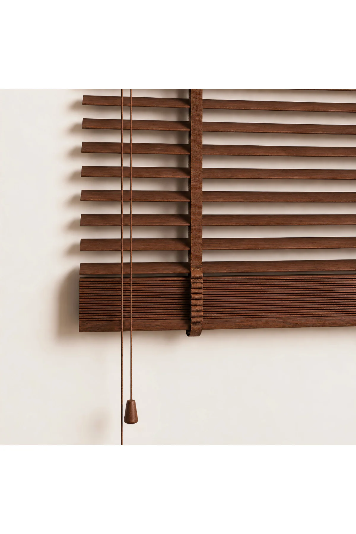 Wooden Blinds %100 Doğal Ahşap Jaluzi Perde 50mm,Alüminyum Kasalı Yüksek Kaliteli - Ceviz /W508PWB